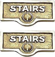 Vista 50 de Placa de interruptor de suministro para renovadores, placa de pared con acabado de latón "UPSTAIRS