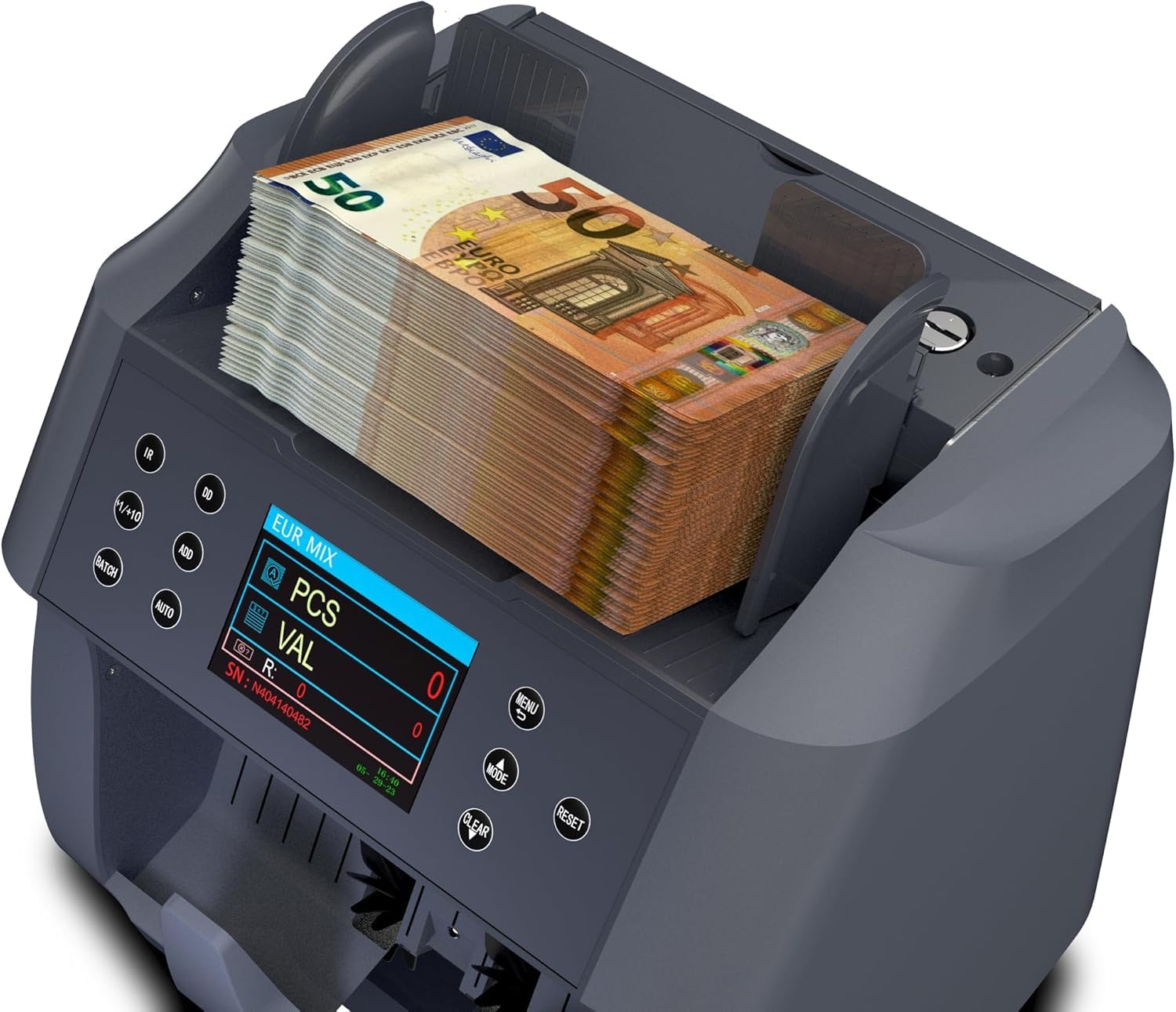 Detectalia V500 - Conta banconote professionale con funzione di valore per banconote miste - 5 valute EUR, GBP, USD, CAD, MXN - 2 Sensore CIS e riconoscimento numeri di serie