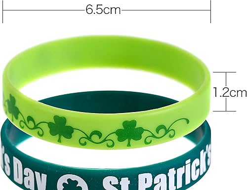 Miniatura 4 de CCINEE Pulseras de goma para el día de San Patricio, paquete de pulseras recortadas de silicona con trébol verde para recuerdos de fiesta irlandesa