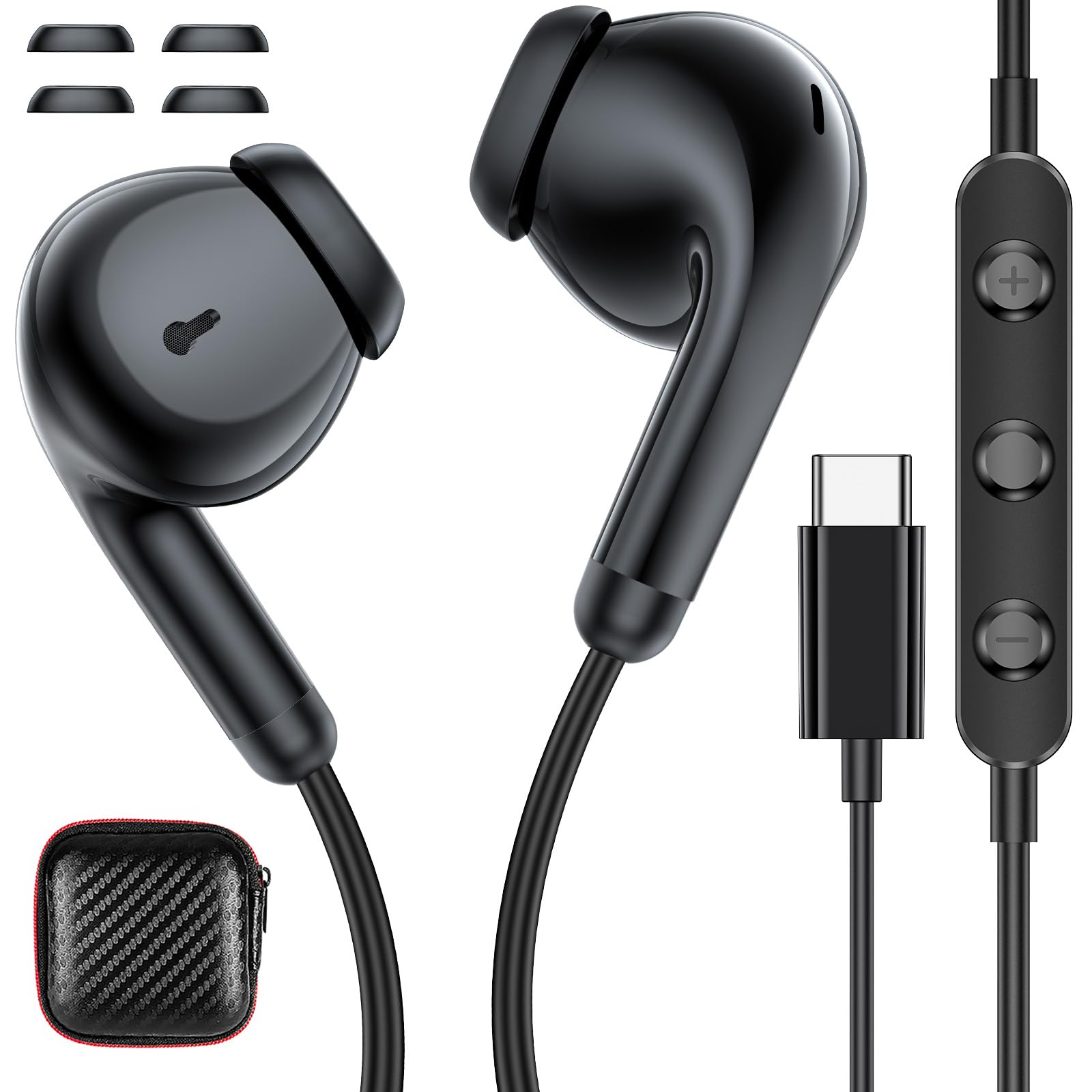 Cuffie Cablate USB-C Per IPhone 16/16e/15 E Pro Max | Auricolari Con Microfono E Telecomando | Cancellazione Del Rumore Per IPad, Galaxy S23, Pixel E Dispositivi Type-C