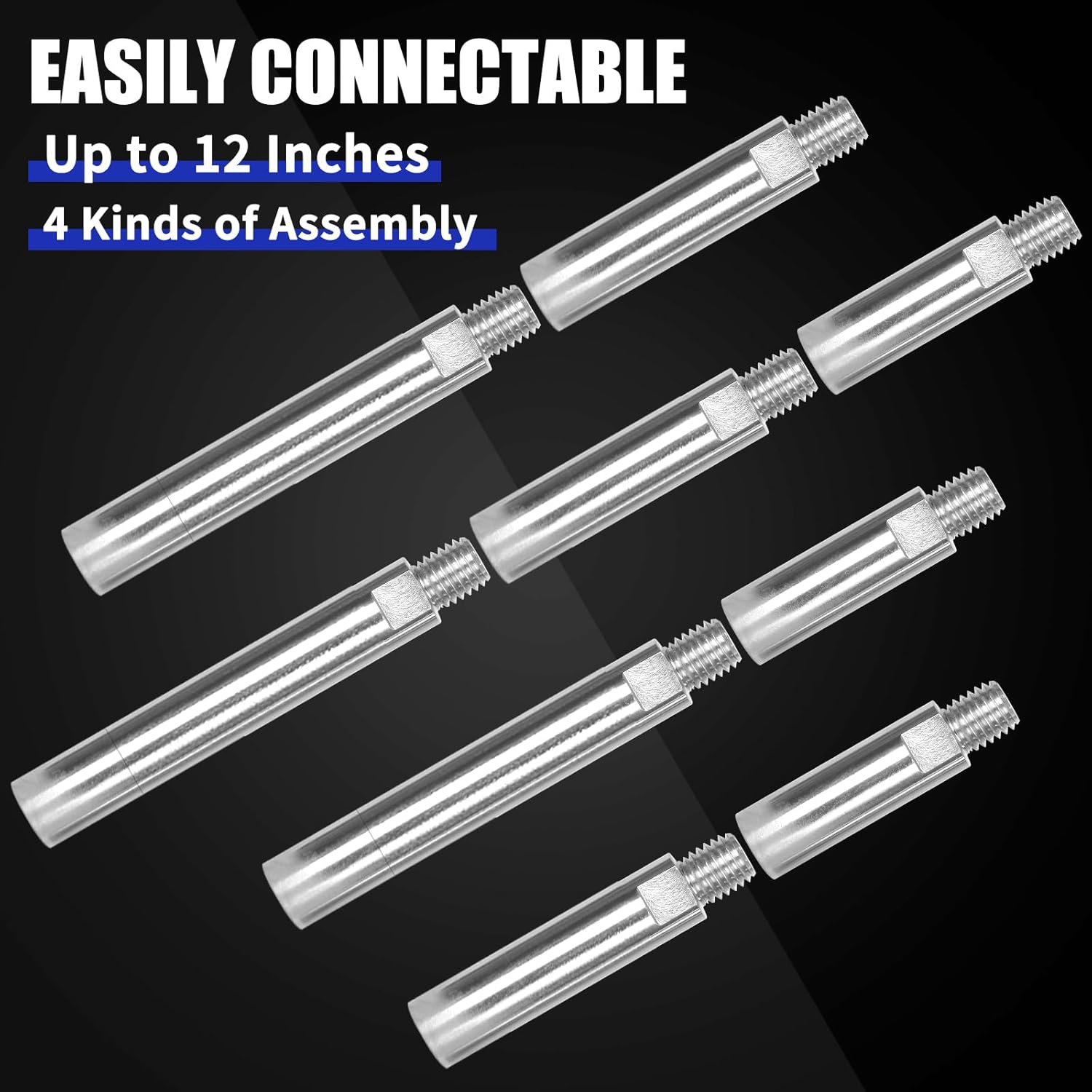 12PCS Angle Grinder Attachments Kit with Flange Nuts, Angle Grinder Extension Connecting Shaft Rod with 5/8-11 Thread, Universal Adjustable Spanner Wrench Set for DeWalt Milwaukee Makita Grinder Tools