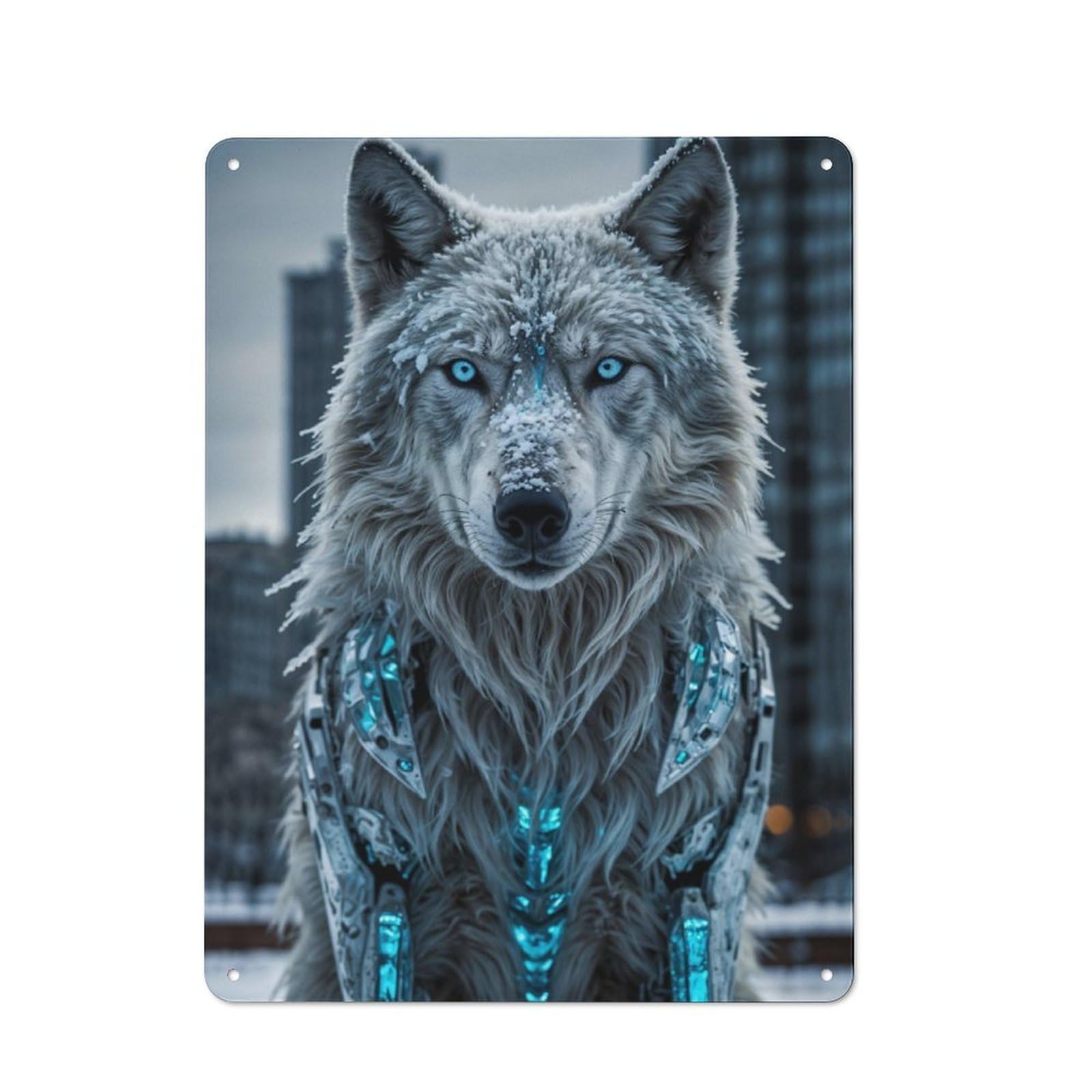 Junmoney Arctic Wolf In The Snow Tin Sign 40X30cm With For Home Bar Wall, Vintage Decor, For Garage, Workshop And Man Cave Decoration
