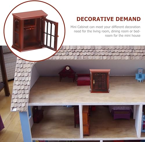 Miniatura 3 de ibasenice Muebles de juguete en miniatura Miniaturas Gabinete de vino Modelo Mini vitrina Muebles de casa de muñecas Muebles Vintage Pequeño