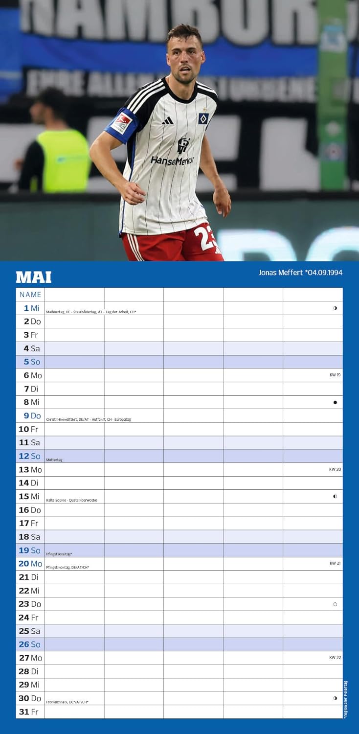 Hamburger SV 2024 - Fanplaner - Fußball-Kalender - Fan-Kalender - 22x45 - Sport