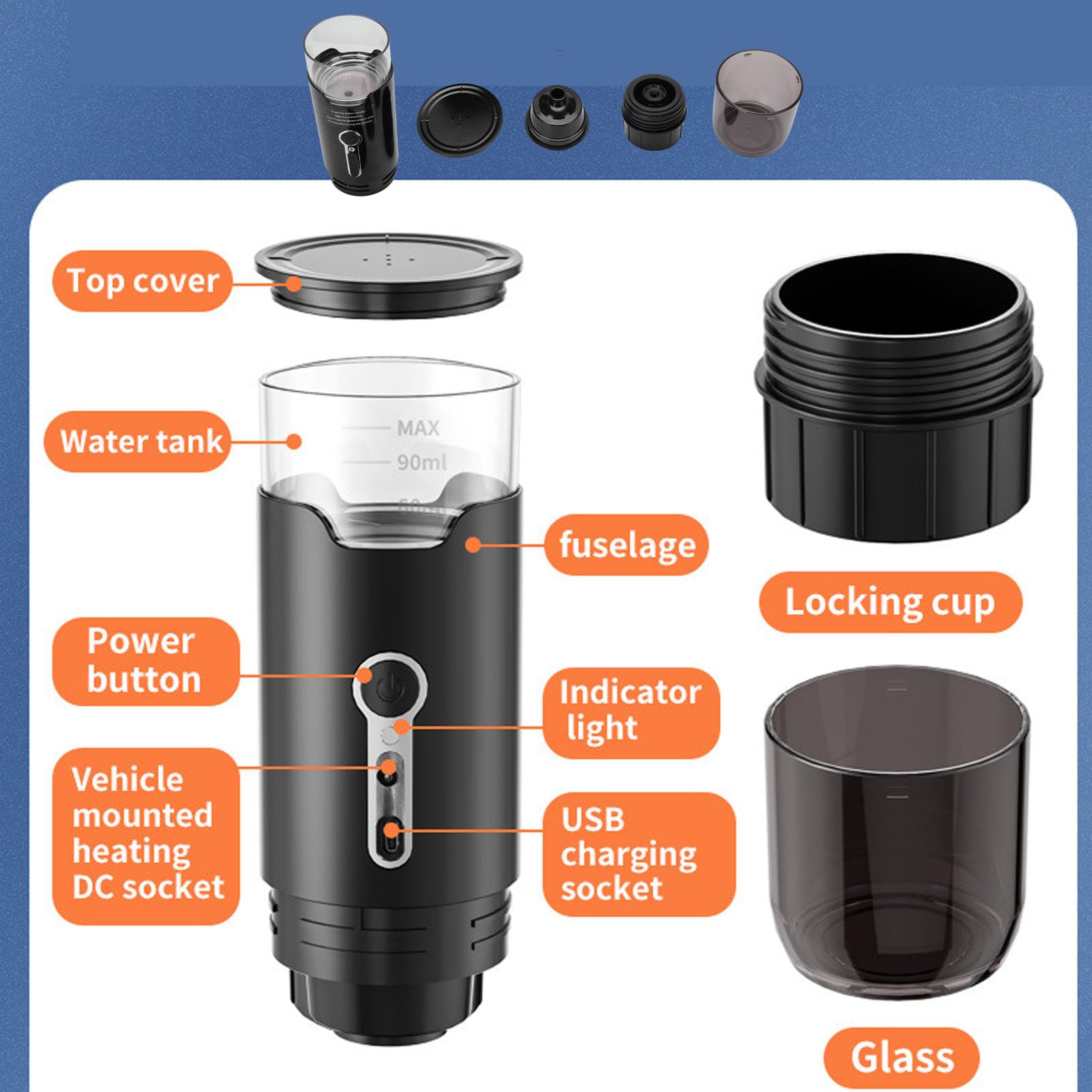 Haofy de de café Portátil Café de Automóviles Pequeñas Cafeteras con Presión de 15 Bares para Cápsulas de DG Café de café Cartuchos