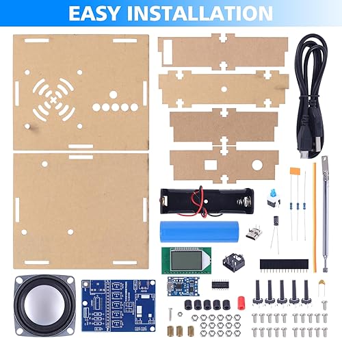 Miniatura 2 de Soldering Project Kit, Icstation FM Radio Kit with Rechargeable Battery Soldering Practice DIY Radio Kits FM 76-108MHz with Headphone Jack LCD