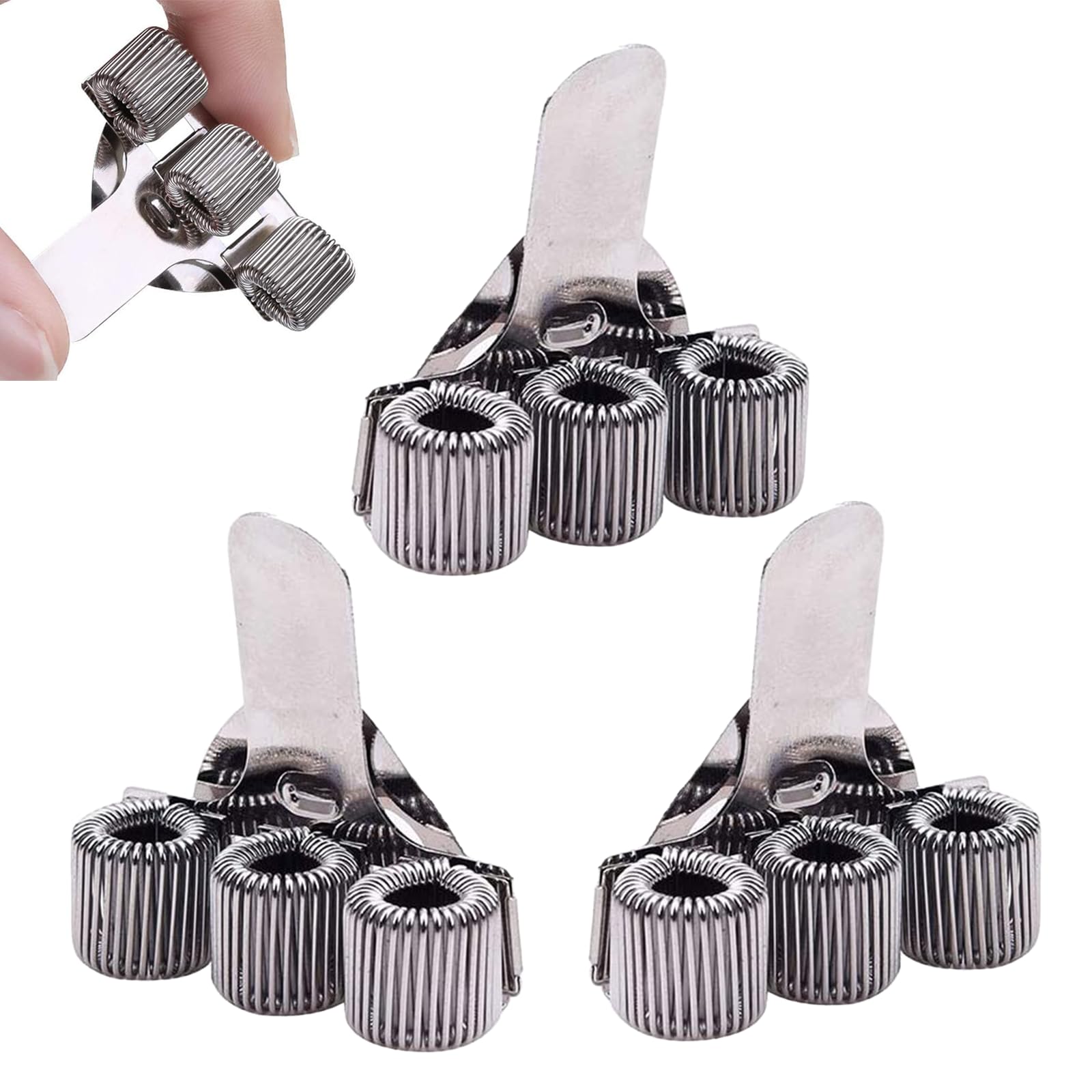 3PCS Triple Metal Pen Holder Clips Holder with Pocket Clip, Fits Almost All Pen Size for Refrigerator Whiteboard Erase Board Bulletin Board Map