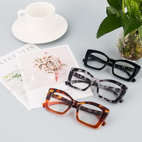 Miniatura 7 de DXYXYO Lentes de lectura cuadrados de gran tamaño para mujer, bloqueo de luz azul, estilo Oprah, marco grueso, lectores con bisagra de resorte