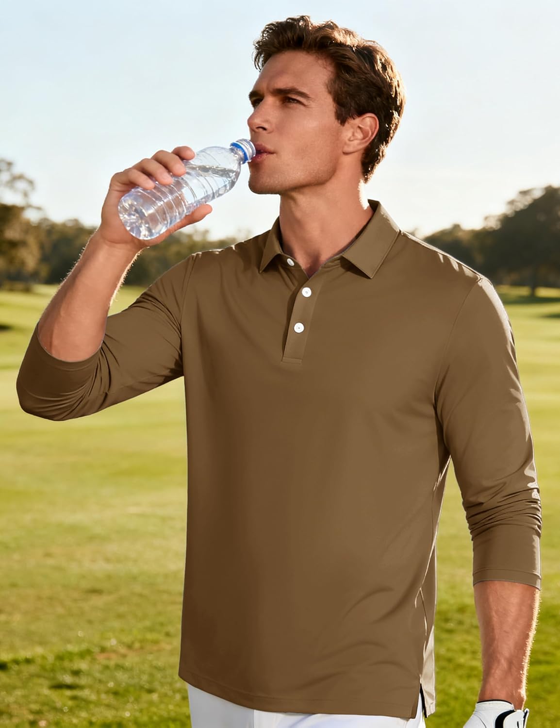 MAGCOMSEN Men's Polo Shirt Long Sleeve Golf Shirts Quick Dry Lightweight 3-Button Performance Work Fishing Athletic - Image 4