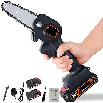 Mini Tronconneuse Electrique 4 Pouces Sans Fil Avec Chargeur Et 2 Scies A Main A Batterie 24v Vitesse De Coupe Reglable Pour La Coupe Du Bois L Elagage Des Arbres Et Le Jardin Noir