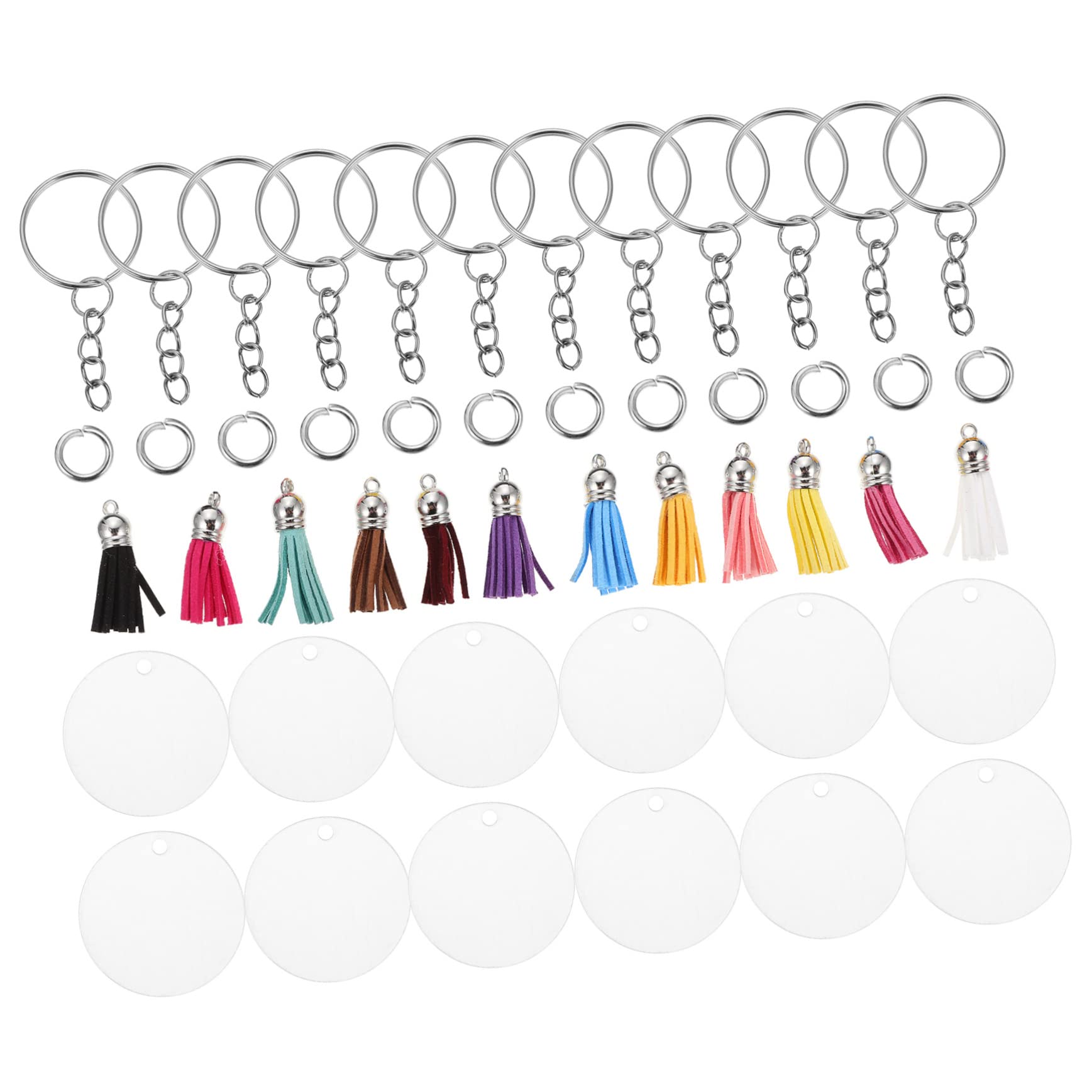 TEHAUX 48sets Portachiavi Decorativi Con Nappa Colorata Kit Per Creare Portachiavi Unici e Ornamentali Per Accessori e Decorazioni
