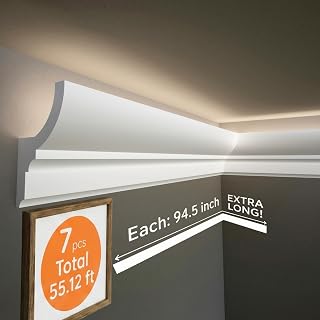 TUALCA 7-Piece 55ft Waterproof LED Crown Molding Duct Kit - Seamless Ambient Uplight for Home Theaters & Living Rooms