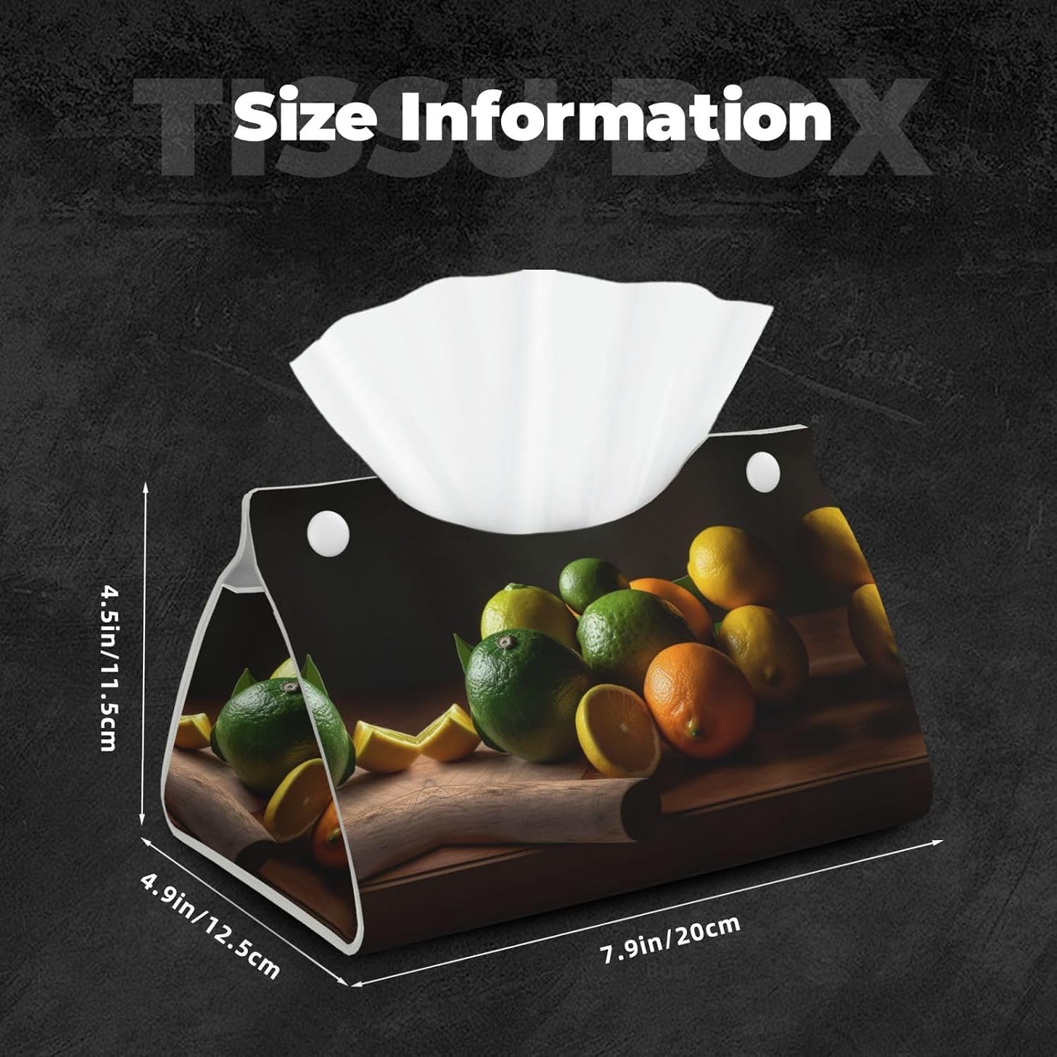 Decorative Tissue Box Cover Lemons and Oranges Tissue Box Holder Aesthetic Leather Storage Organizer Box for Bathroom Vanity Tabletop Night Stands Office Funny Home Decorative Tissue Case image 2