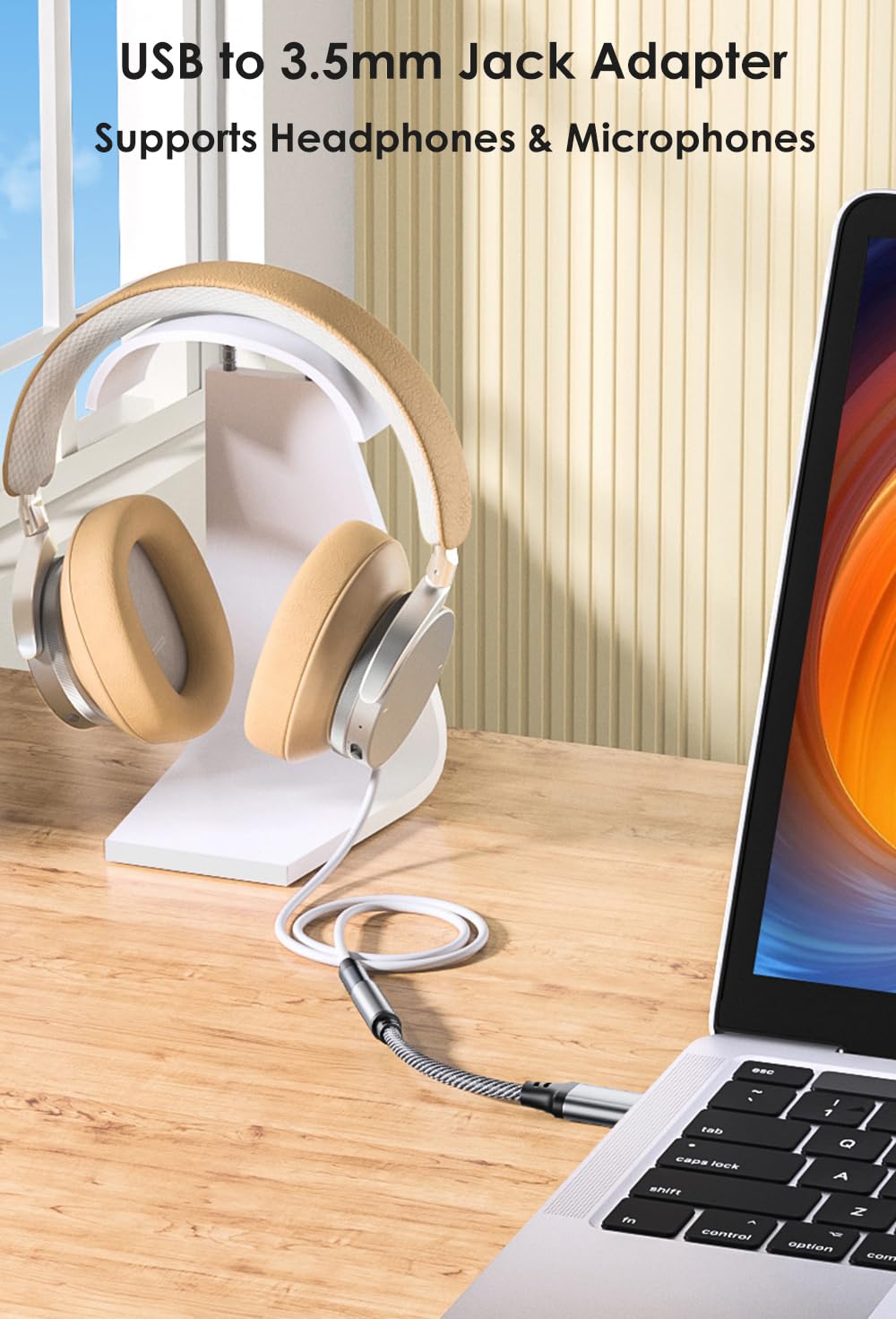 Adattatore Audio USB a Jack 3,5 mm, USB a AUX, Compatibile con Cuffie, Laptop, PC, Altoparlanti (Grigio)
