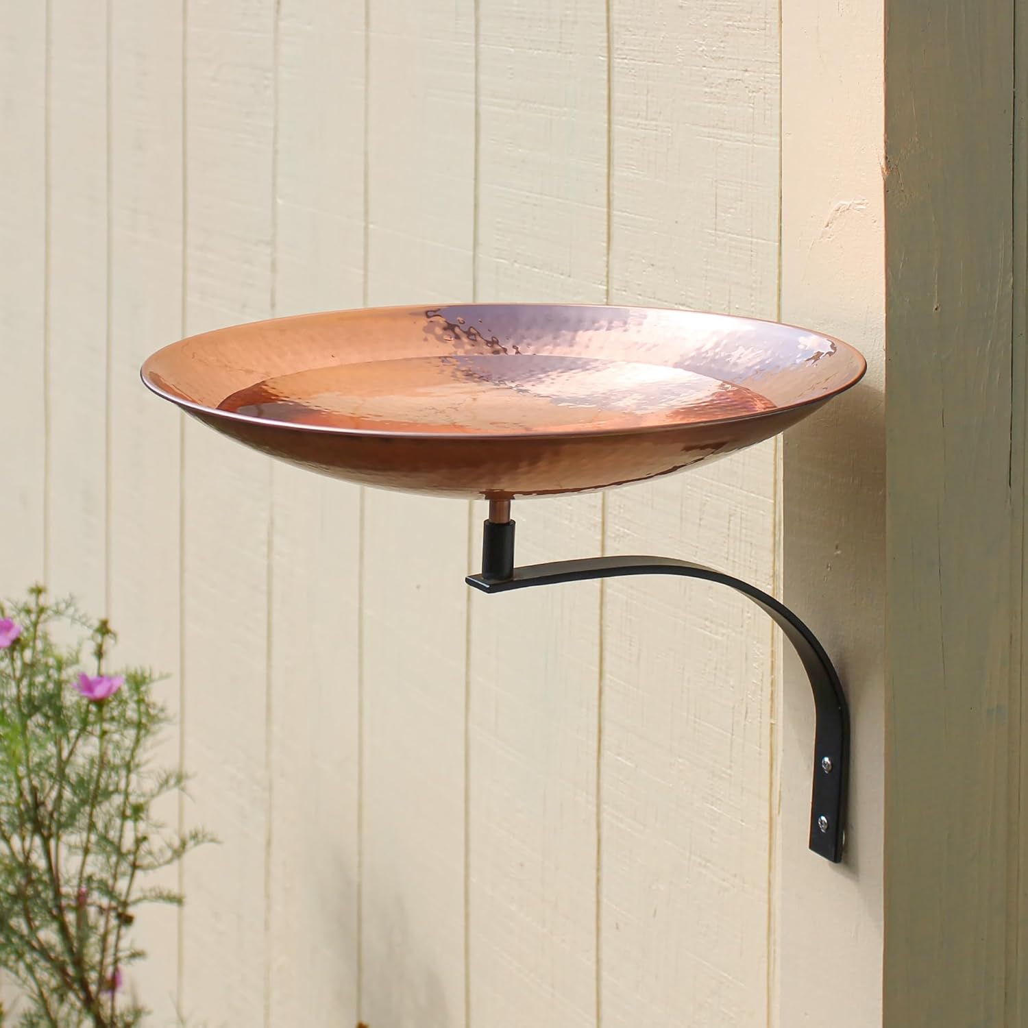 Polished Copper Birdbath- Wall Mount Bracket