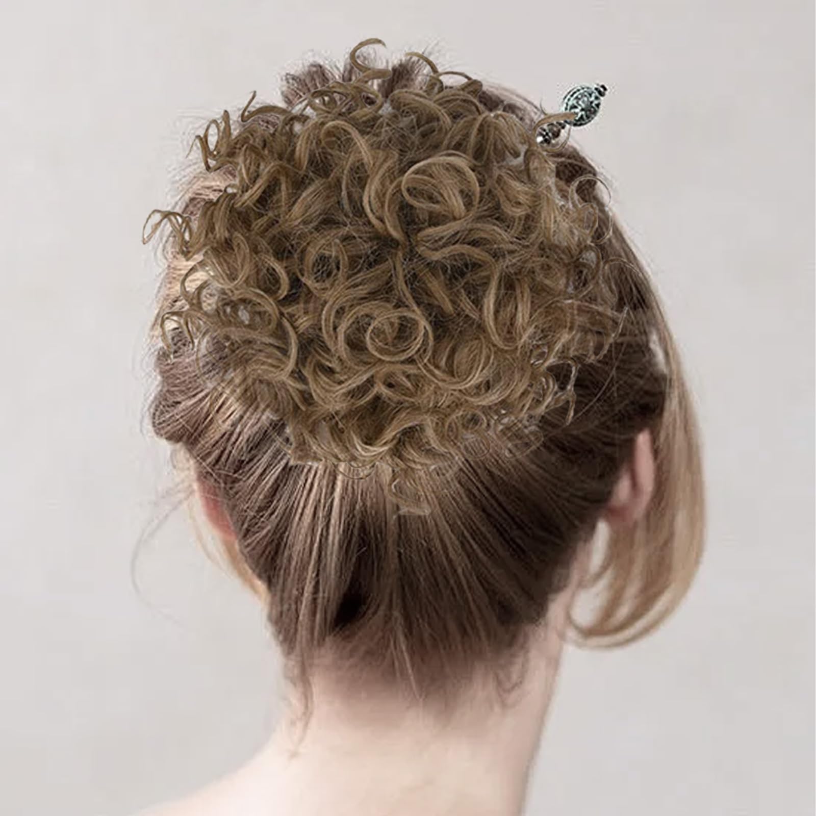 Messy Bun, Short Curly Drawstring ,Extension Loose Bun Hair ,Pieces for Women High Temperature Synthetic Bun Extension 60g Black (12-16) - Image 3
