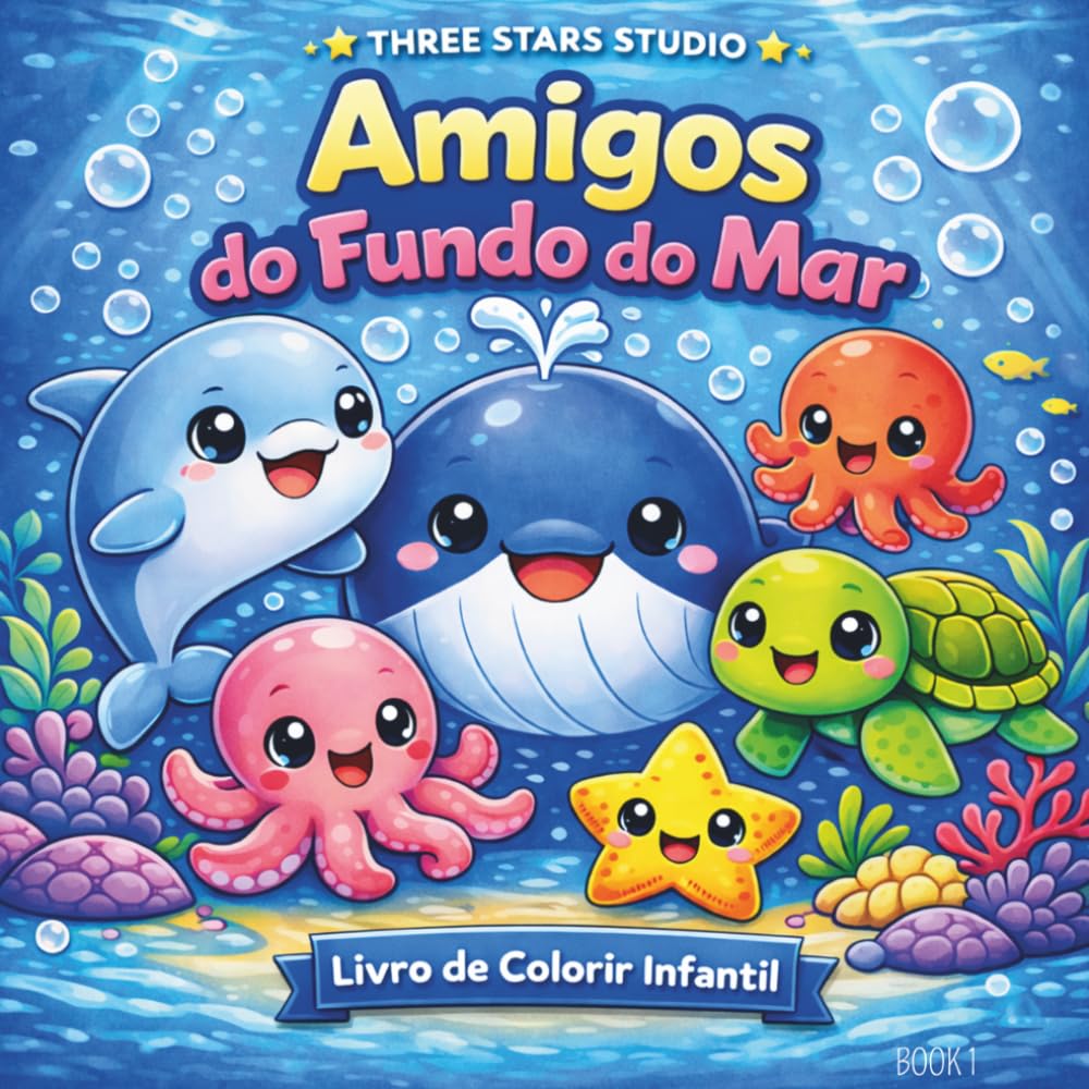 Amigos do Fundo do Mar: Livro de Colorir com Animais Marinhos Fofinhos para Crianças de 3 a 8 Anos (Cute Friends Collection)