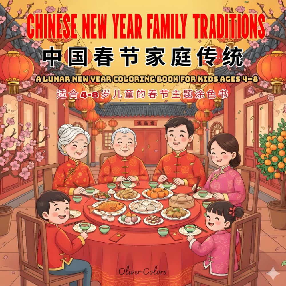 Chinese New Year Family Traditions: A Lunar New Year Coloring Book for Kids Ages 4–8 | 中国春节家庭传统儿童涂色书（适合 4–8 岁）