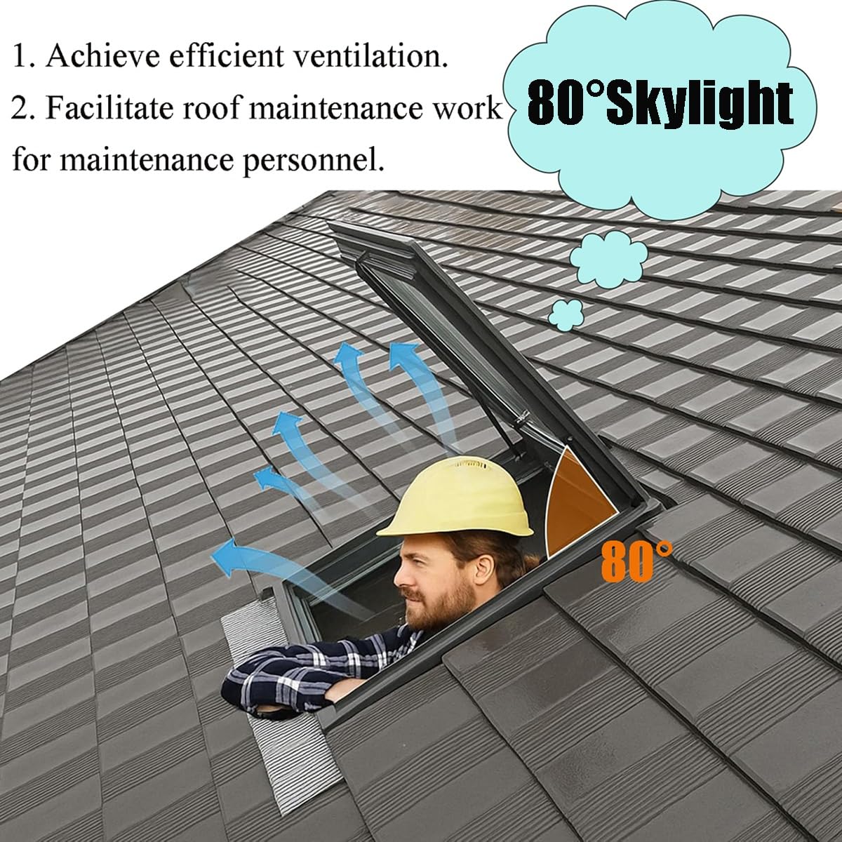 Świetlik ze szkła hartowanego premium z ramą ze stopu aluminium, ochrona przed promieniowaniem UV, izolacja akustyczna, doskonała wentylacja, do piwnicy, szopy na poddaszu, 70 x 85 cm