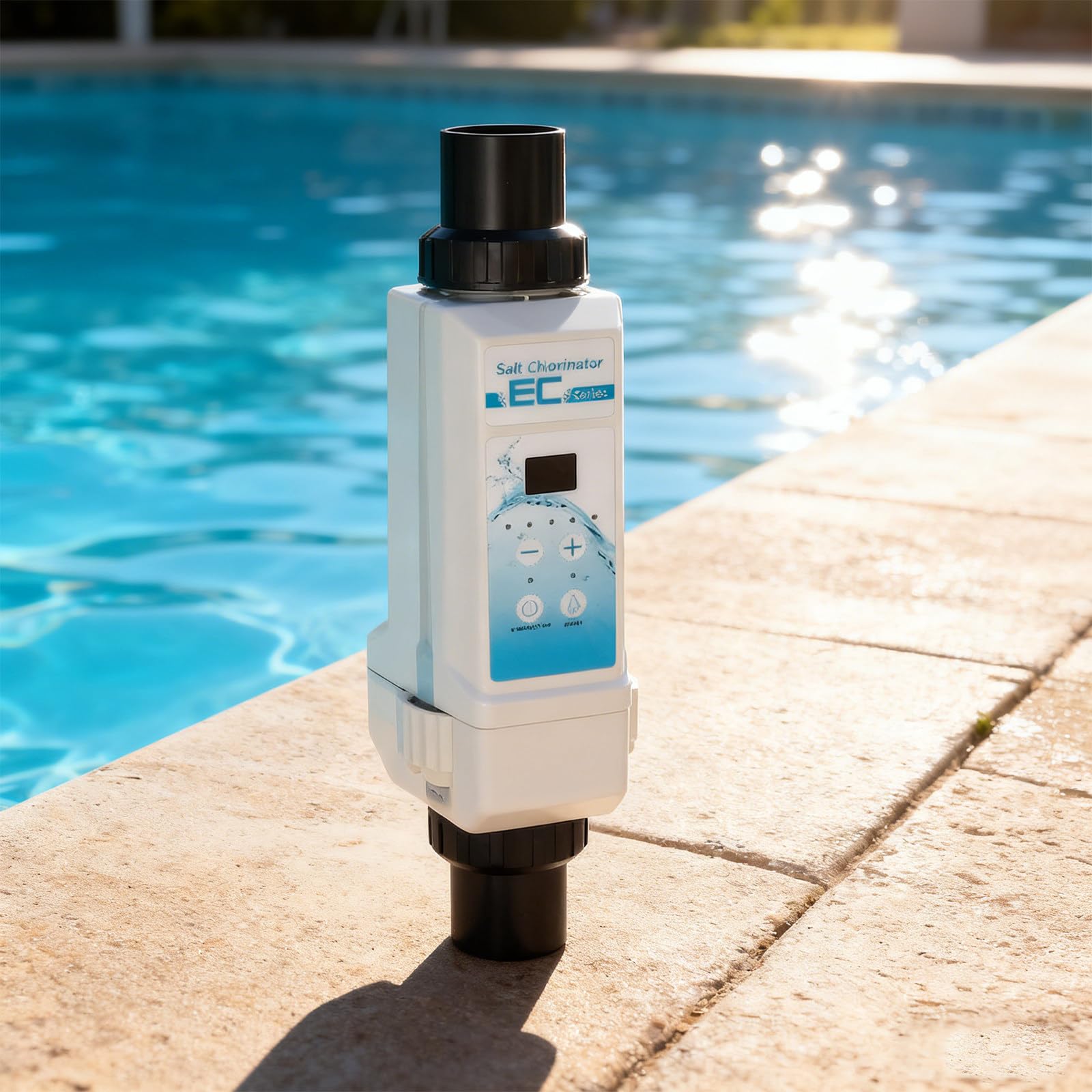 Generatore di Cloro al Sale, Cloratore per Piscine ad Acqua Salata, Elettrolisi del Sale con Pannello di Controllo LED, Display di Salinità, per Piscine, Spa, Vasche Idroterapia 16g/h