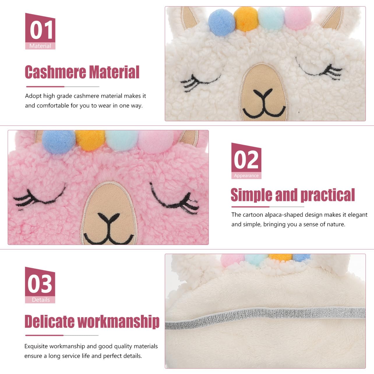 Healeved 3 Set Di Maschera Da Notte Carina Per Dormire Maschera Di Alpaca Da Notte Antiluce Benda Da Viaggio Morbida 2 Pezzi * 3