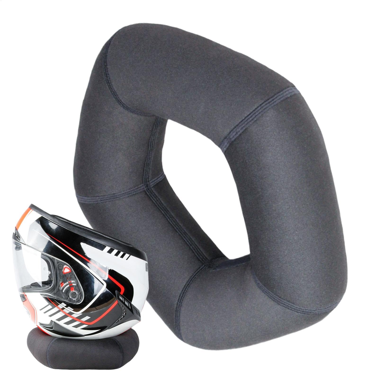 Soporte para casco de moto que evita caídas y arañazos durante la limpieza de viseras