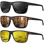 KALIYADI Polarized Sunglasses Men, Lightweight Night Vision Glasses for Driving Fishing Golf (Black/Brown/Night Vision)