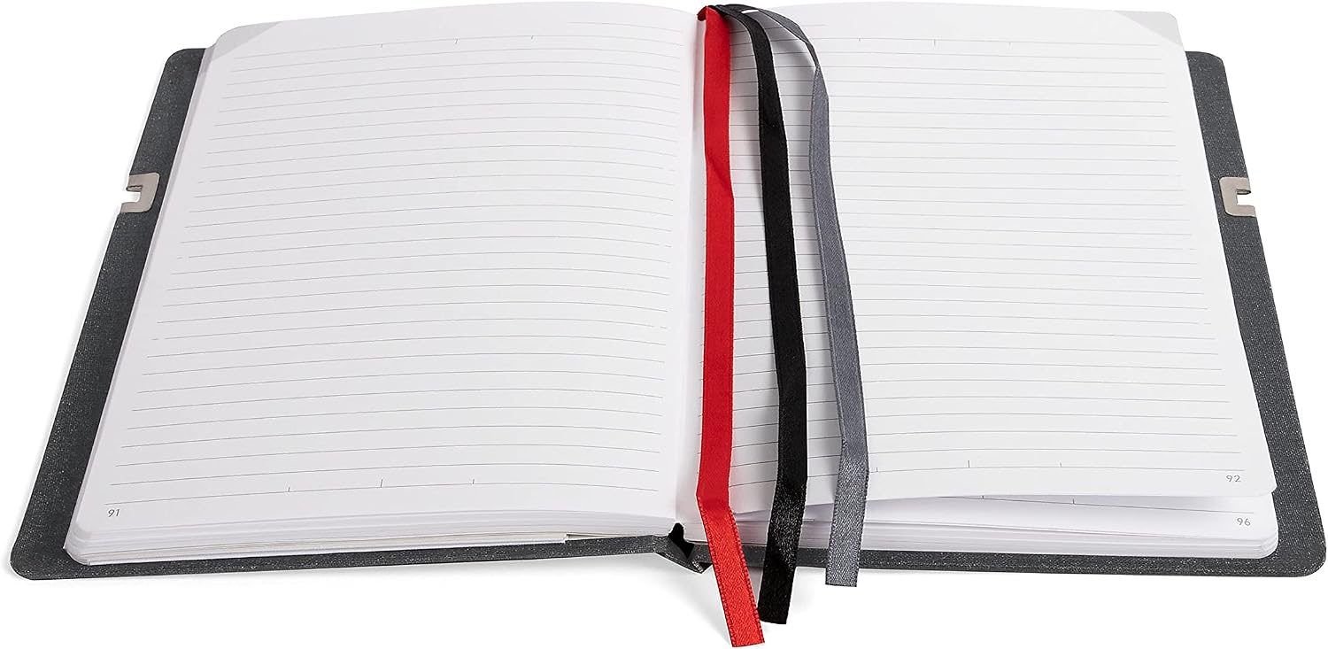 TRU RED Large Mastery Journal with Pocket, Charcoal/Red – Professional Ruled Notebook