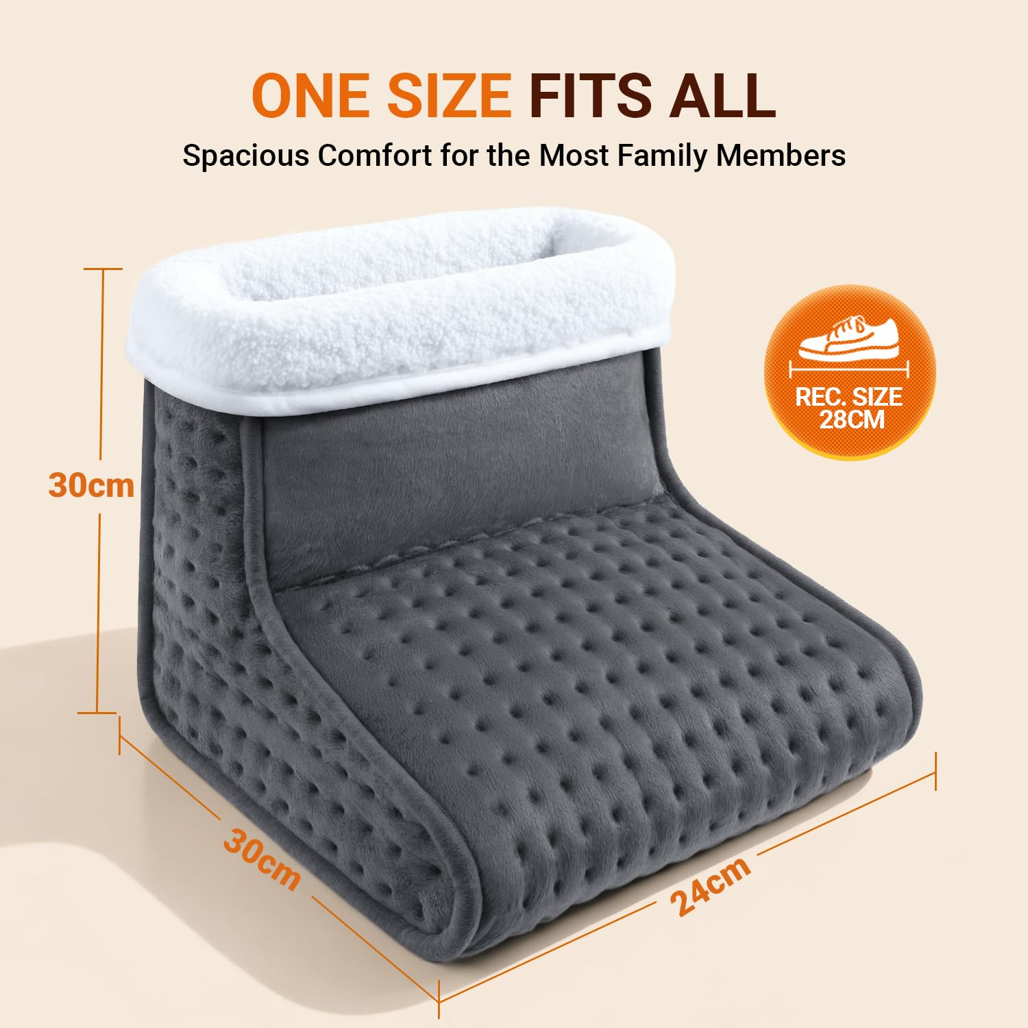 ALLJOY Chauffe-Pieds électrique, Protection Contre la Surchauffe, Coussin Chauffant Rapide pour les Pieds 6 Niveaux de Chauffage, Automatique & Lavable en Machine, Homme et Femme, Cadeaux de Noël