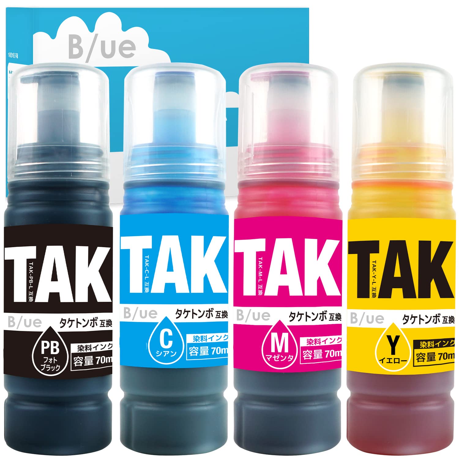 Amazon.co.jp: TAK 【 4色パック 】 (エプソン用) B/ue製 互換 インク
