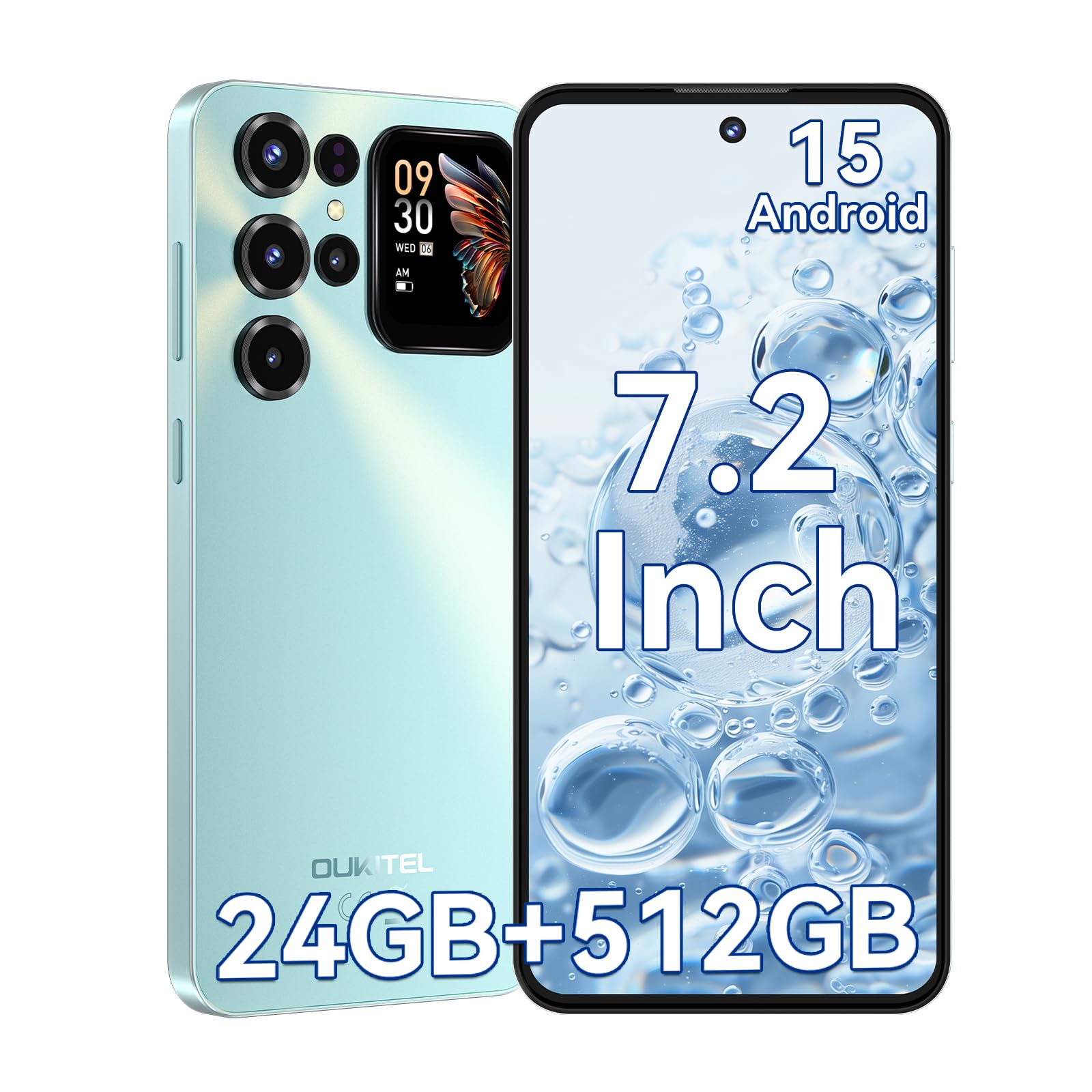 OUKITEL C68 Plus Smartphone Android 15, 24(8+16) GB+512GB/1TB, 7.2''HD with 1.8" Sub Display +120Hz Telefono Cellulare, 64MP, 6000mAh,Octa Core/NFC/Dual SIM/Face ID/Sblocco Impronte Digitali/GPS/OTG