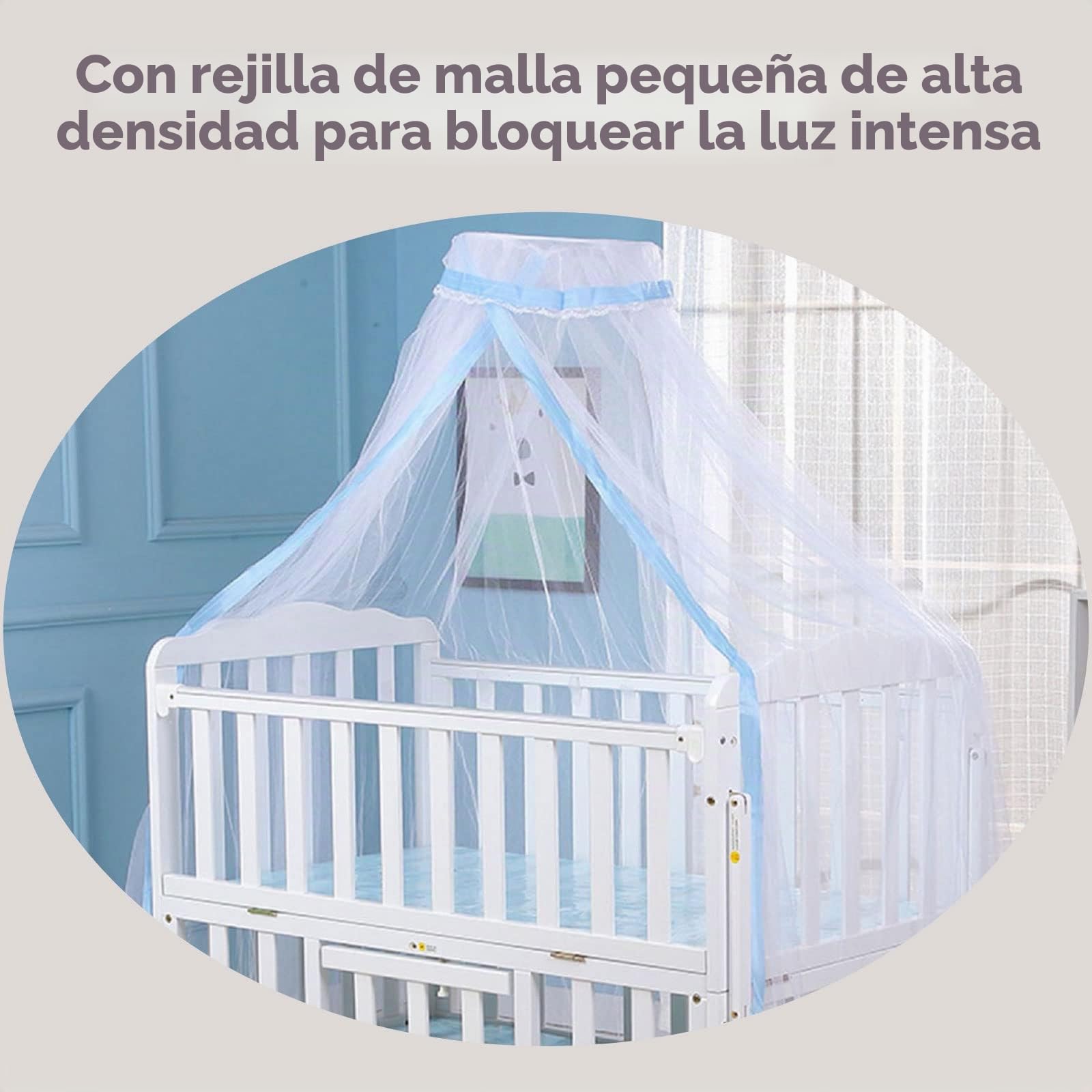 Mosquitera para Cama De Niños Jugando/Lectura, Redondo Malla Cortinas Mosquitera Dosel Tienda, Decoración del Dormitorio, Gran Transpirabilidad,Protección contra Insectos,Encaje Azul