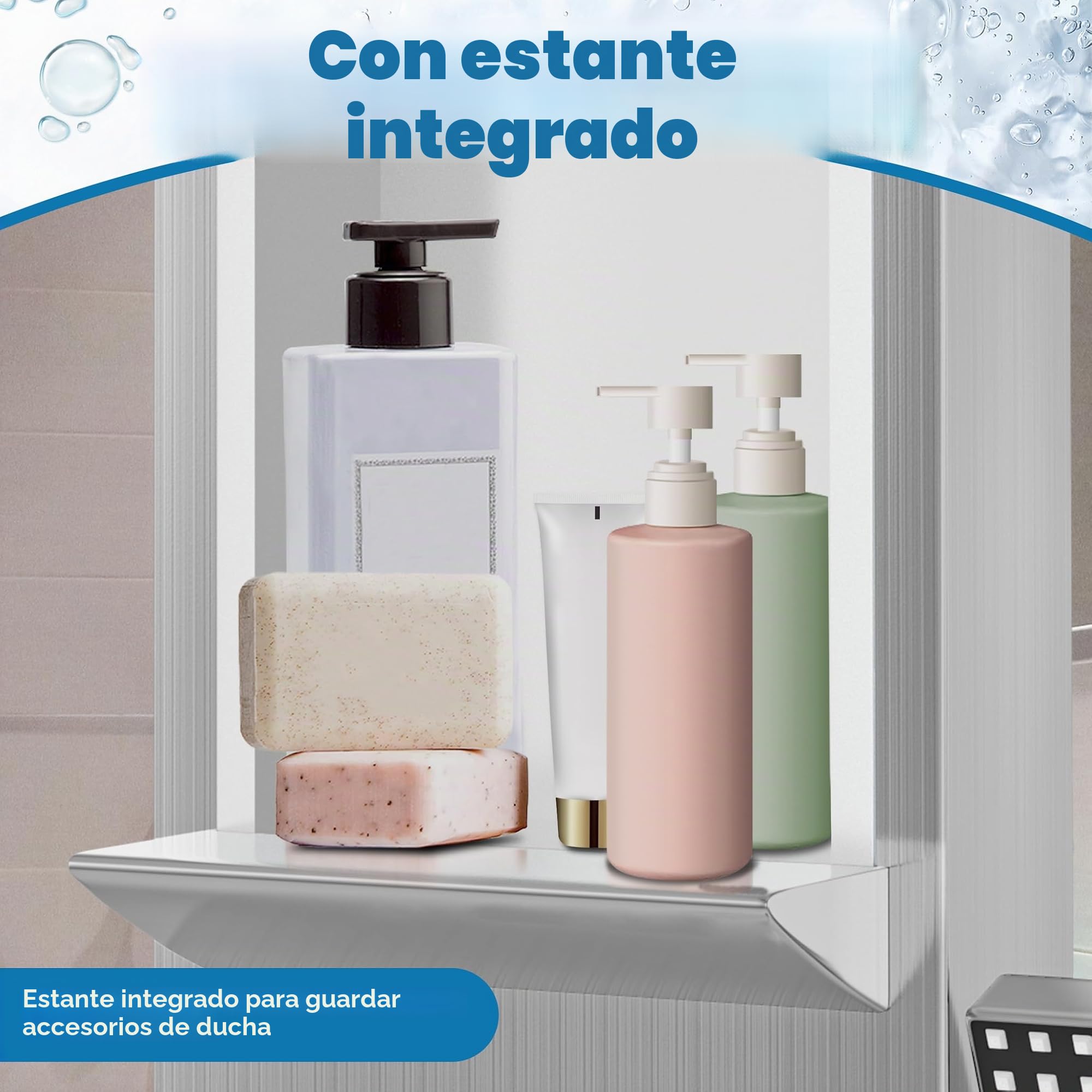 Froadp Panel de lluvia, sistema de 5 funciones, montaje en pared, juego de ducha con ducha de mano y masaje