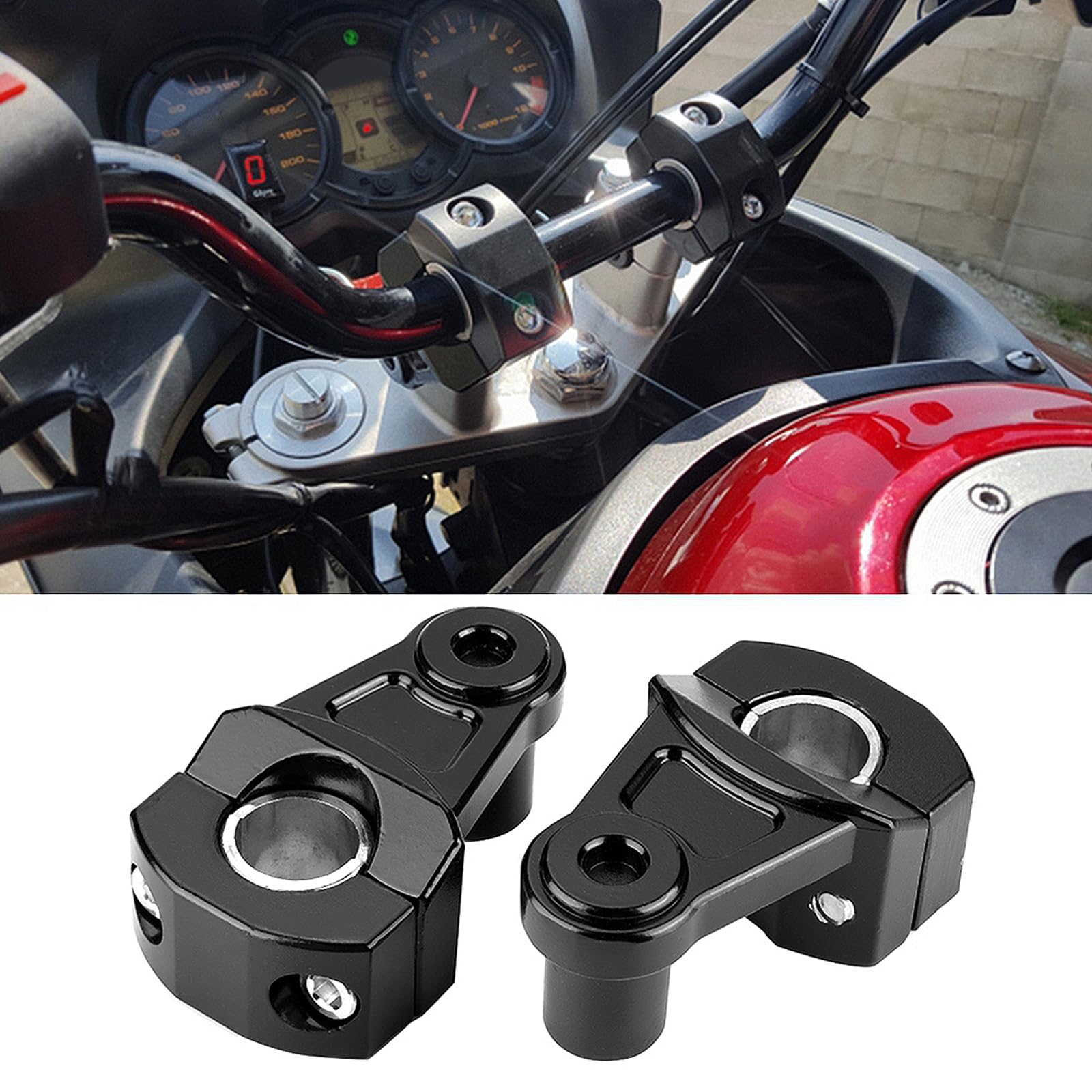 Aluminium-Klemmen, Motorrad-Lenkererhöhung für 22 mm und 25 mm Lenker, modifiziertes Zubehör, Motorrad-Lenkererhöhungs-Set