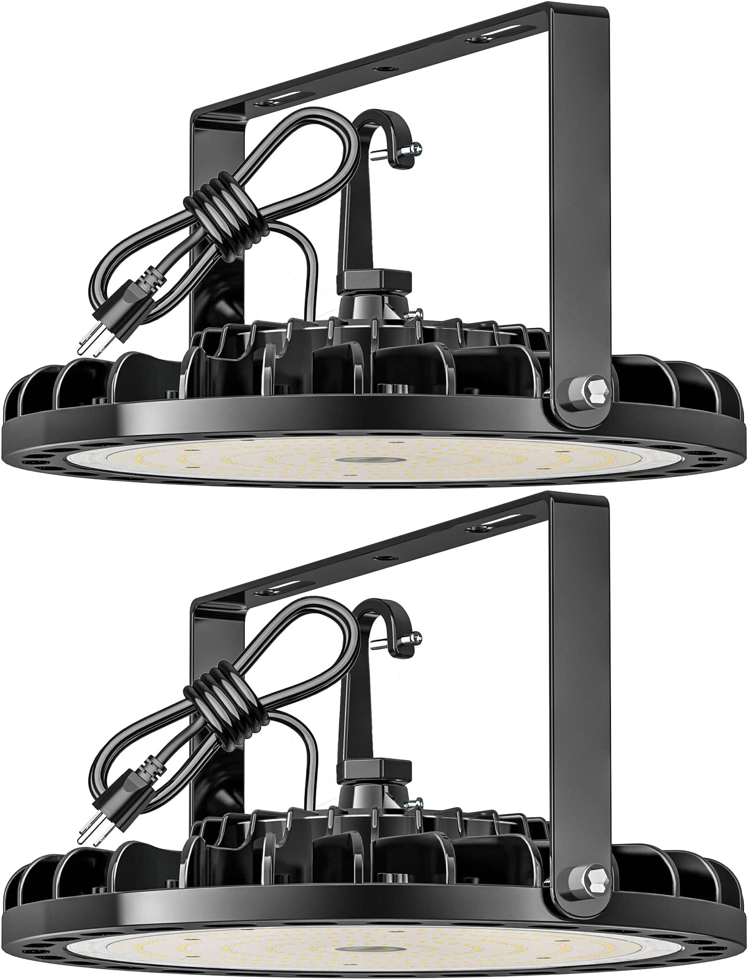 LED High Bay Light 150W, 22500 LM with US Plug 5ft Cable (150LM/W), 5000K Daylight, Waterproof, UFO Commercial Warehouse Workshop Factory Barn Garage Area Lighting Fixture, 2 Pack