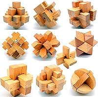 Vista 1 de Guaishou 10-in-One 3D Small Wooden Puzzles Kongming Lock IQ Test Toy for Teens and Adults