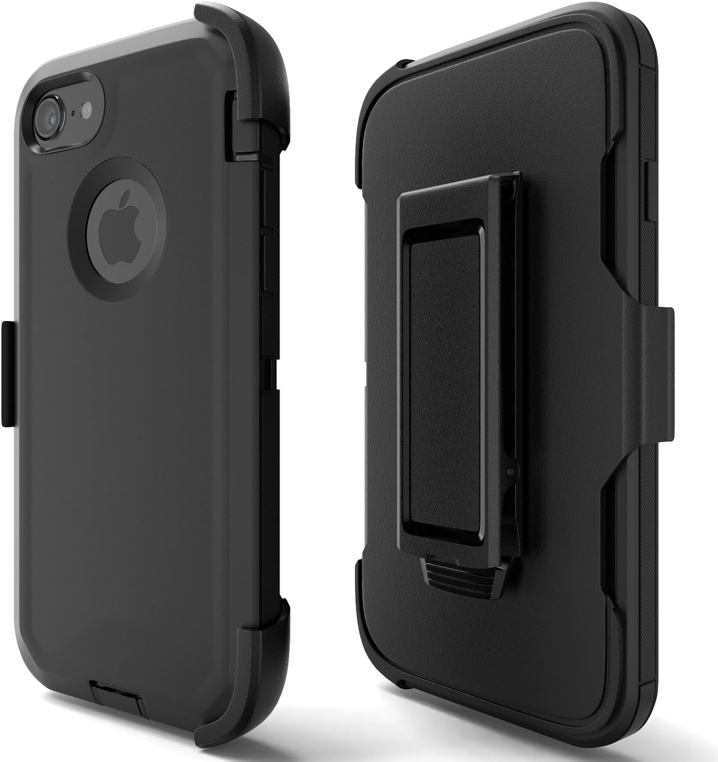 iPhone 7 Case, Viero Defender Case Heavy Duty Rugged Impact Resistant Full Body Protective Armor Military Grade Protection Belt Clip Built-in Screen Protector Case Cover for iPhone 7 - Black