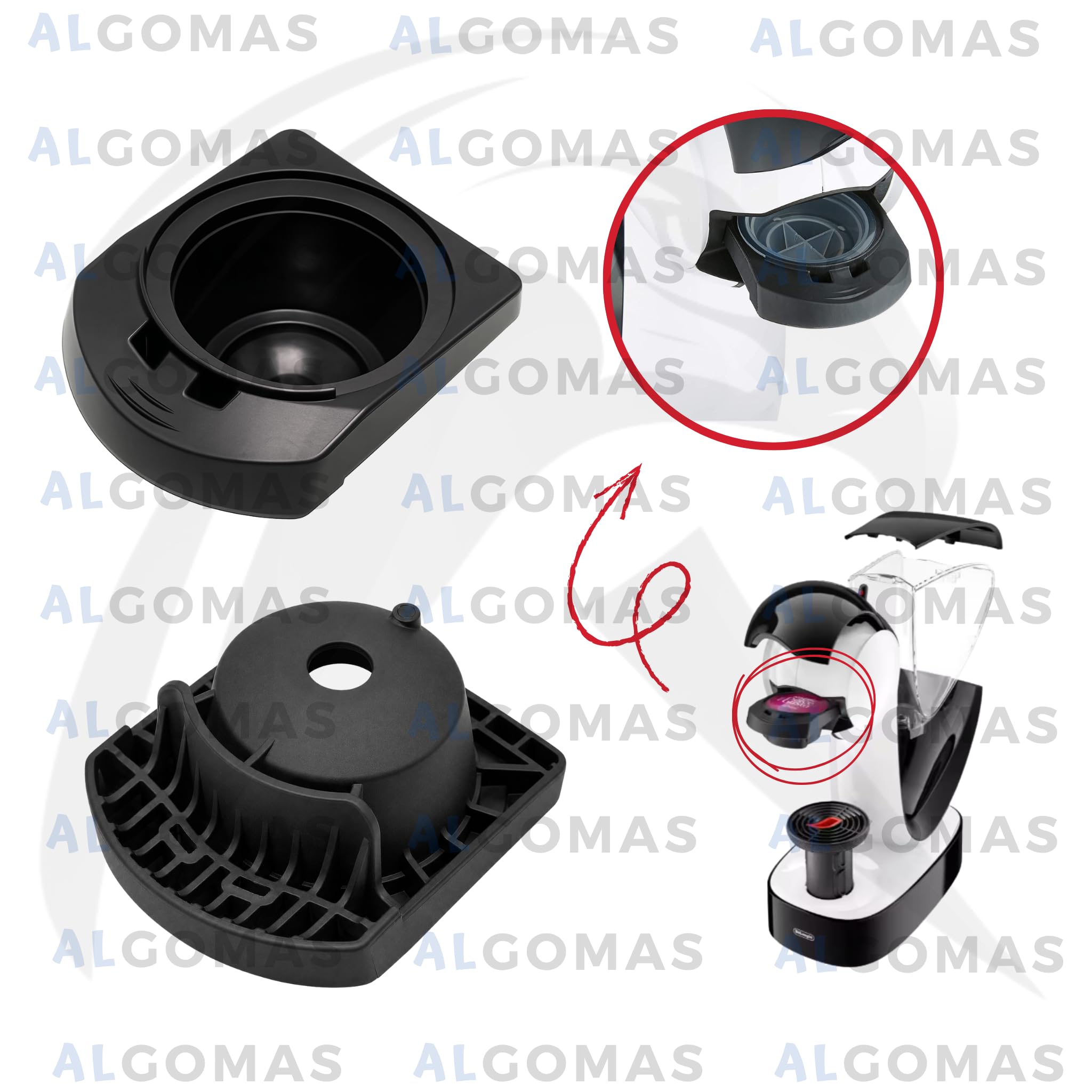 ALGOMAS® Soporte de Cápsulas MS-624560 | Repuesto Compatible con Nescafé Dolce Gusto Infinissima - Portacápsulas Negro para Cafeteras Krups y DeLonghi