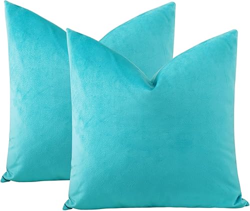 Miniatura 6 de OTOSTAR Paquete de 2 fundas de almohada decorativas de terciopelo suave de 18 x 18 pulgadas, fundas de cojín cuadradas sólidas para decoración del
