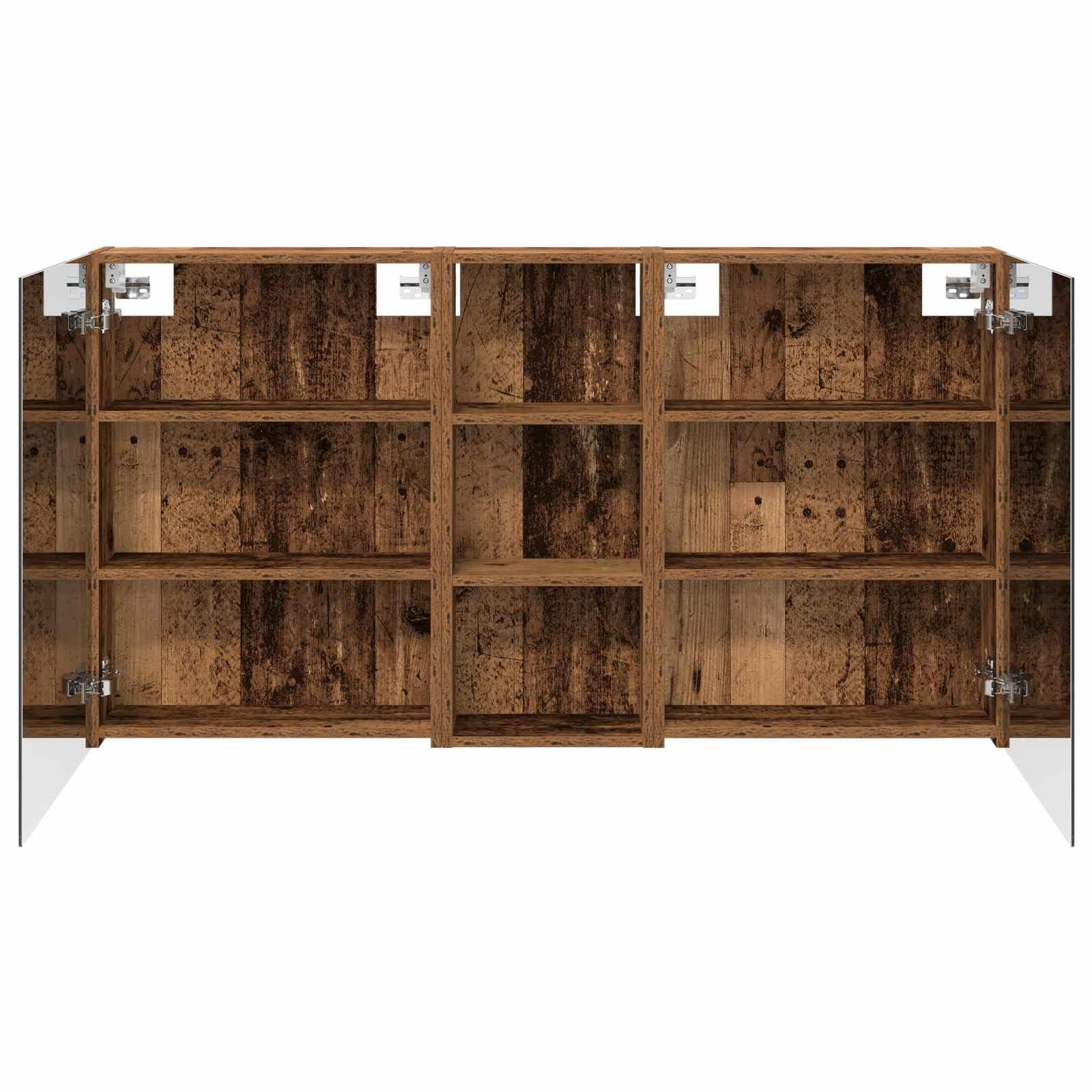 vidaXL Badezimmerschrank-Set 3 pcs 130 x 14,5 x 70 cm Holzwerkstoff, Badezimmer-Schrank, rechteckiger LED-Spiegel, moderner Wand-Organizer, praktischer Platzsparer