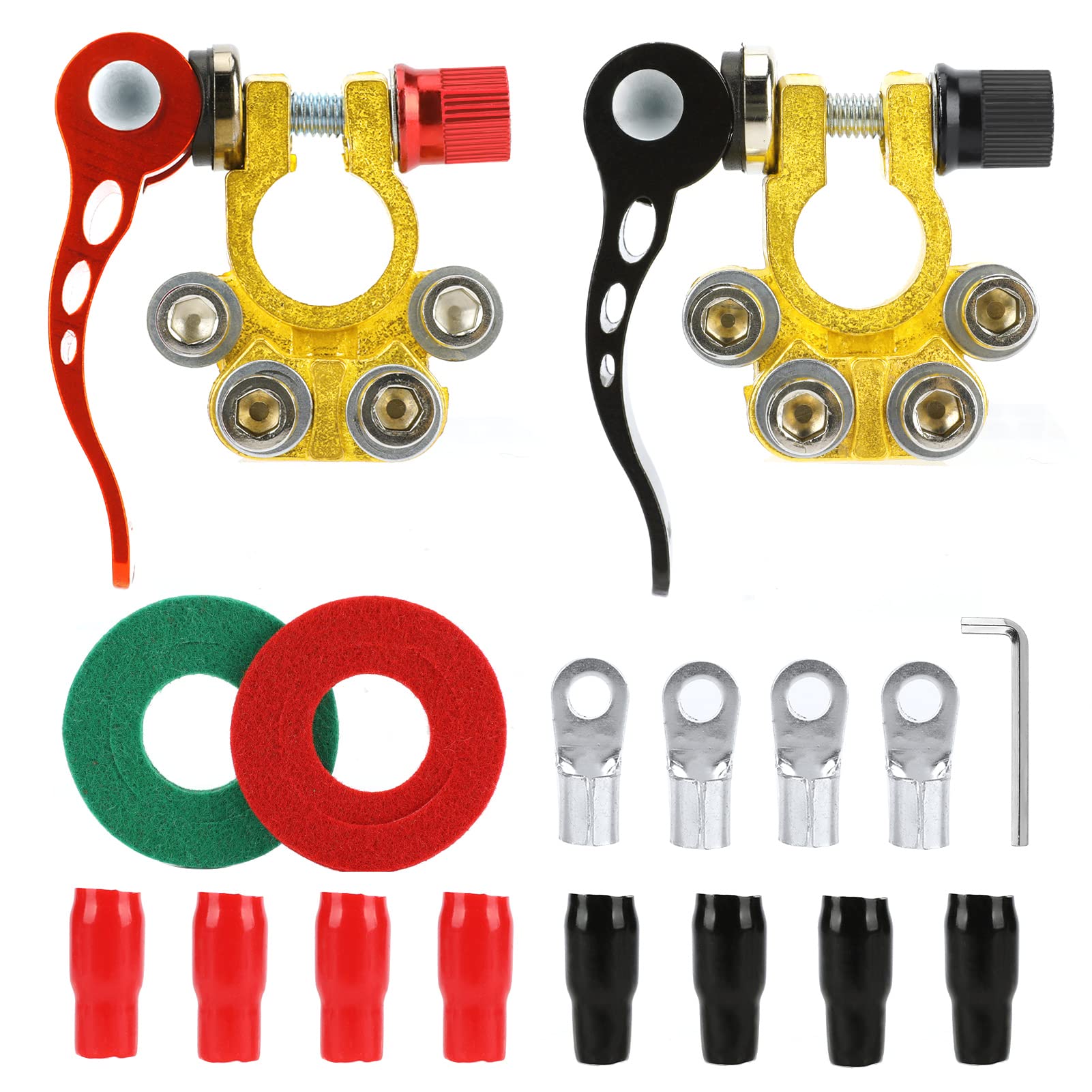 Buy Brynnl 2pcs Car Battery Terminal Connectors, 4 Way Positive and