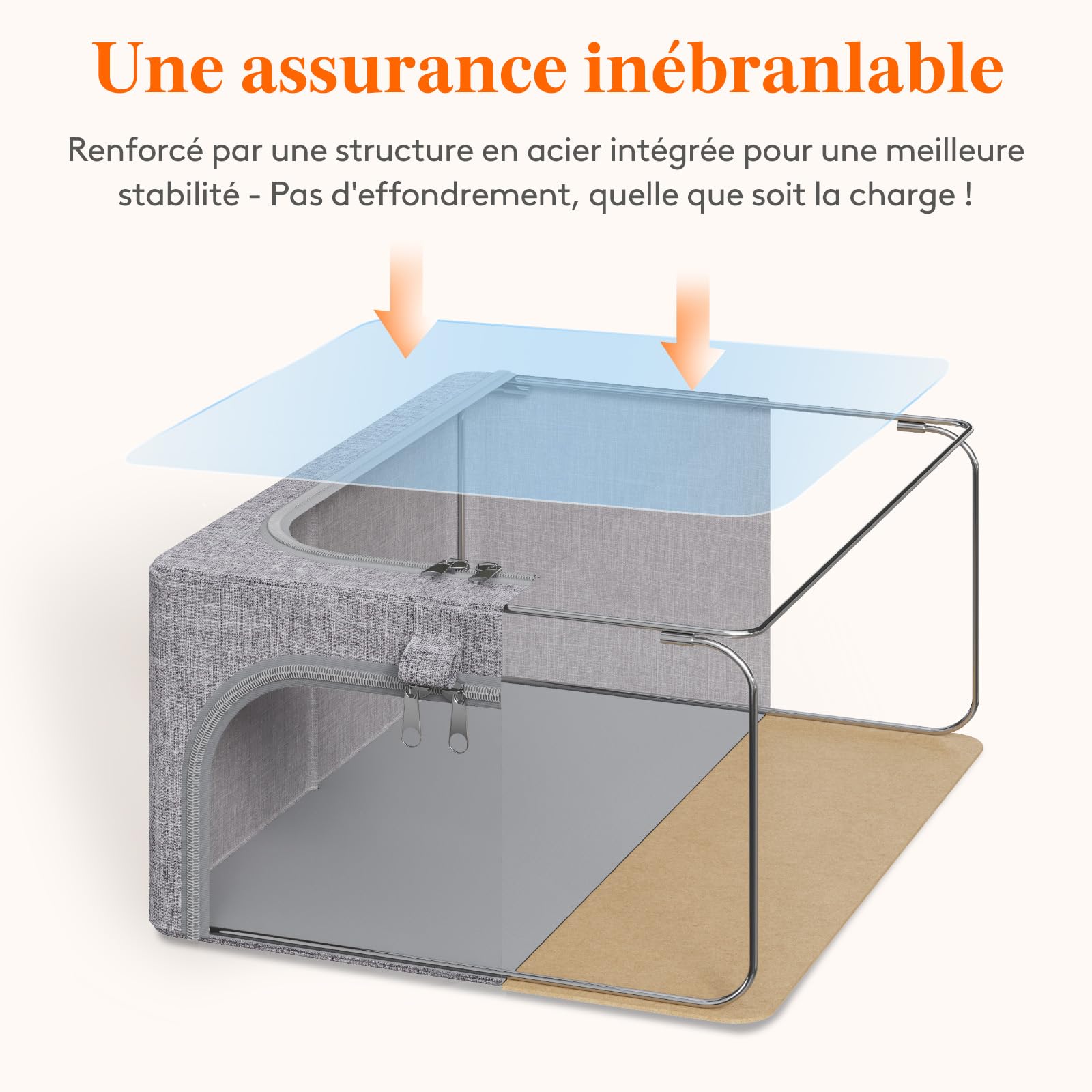Lifewit Boite de Rangement Robuste avec Cadre en Métal, Sac de Rangement Pliable avec Fenêtre Transparente, Bac Rangement Sous Lit, Organisateur Placard pour Vêtements, Couvertures, 25 L, Lot de 6