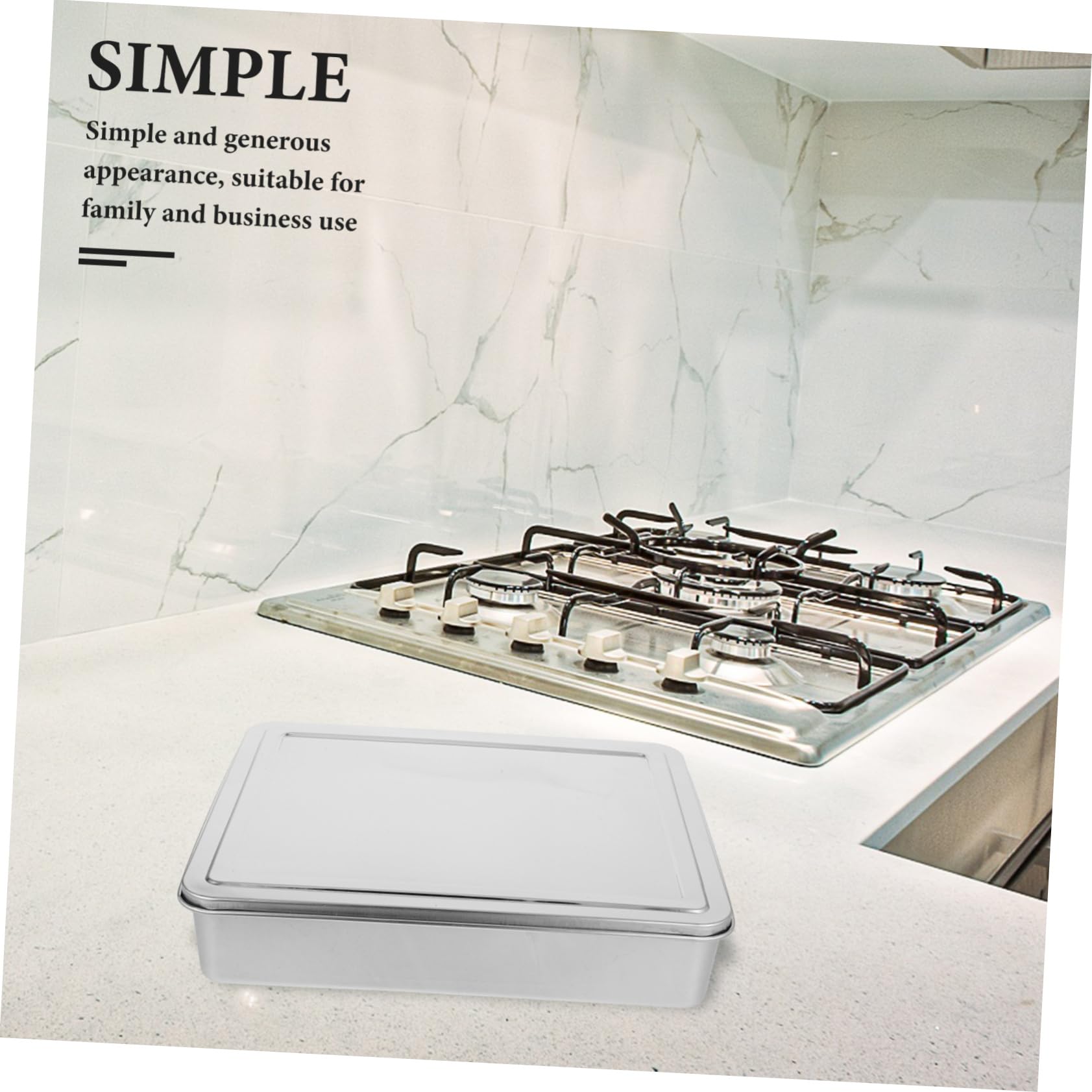 Hemobllo Molde Rectangular de Acero Inoxidable con Tapa, Antiadherente y Versátil para Tartas, Bizcochos y Reuniones Familiares