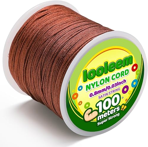 Iooleem Cuerda de nailon marrón de 0.031 in, cuerda de nailon para pulsera, cordón de nudo chino, cuerda de nailon para hacer pulseras, cuerda para
