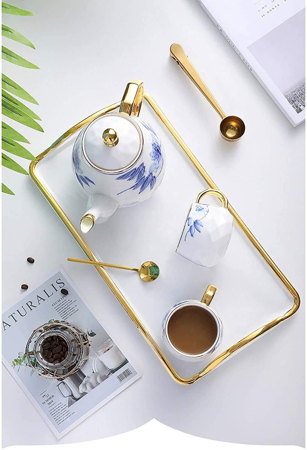 Set da tè in Porcellana - Servizio Tazza da tè per 6, per tè/caffè, pomeriggio Tea Party (Bianco)