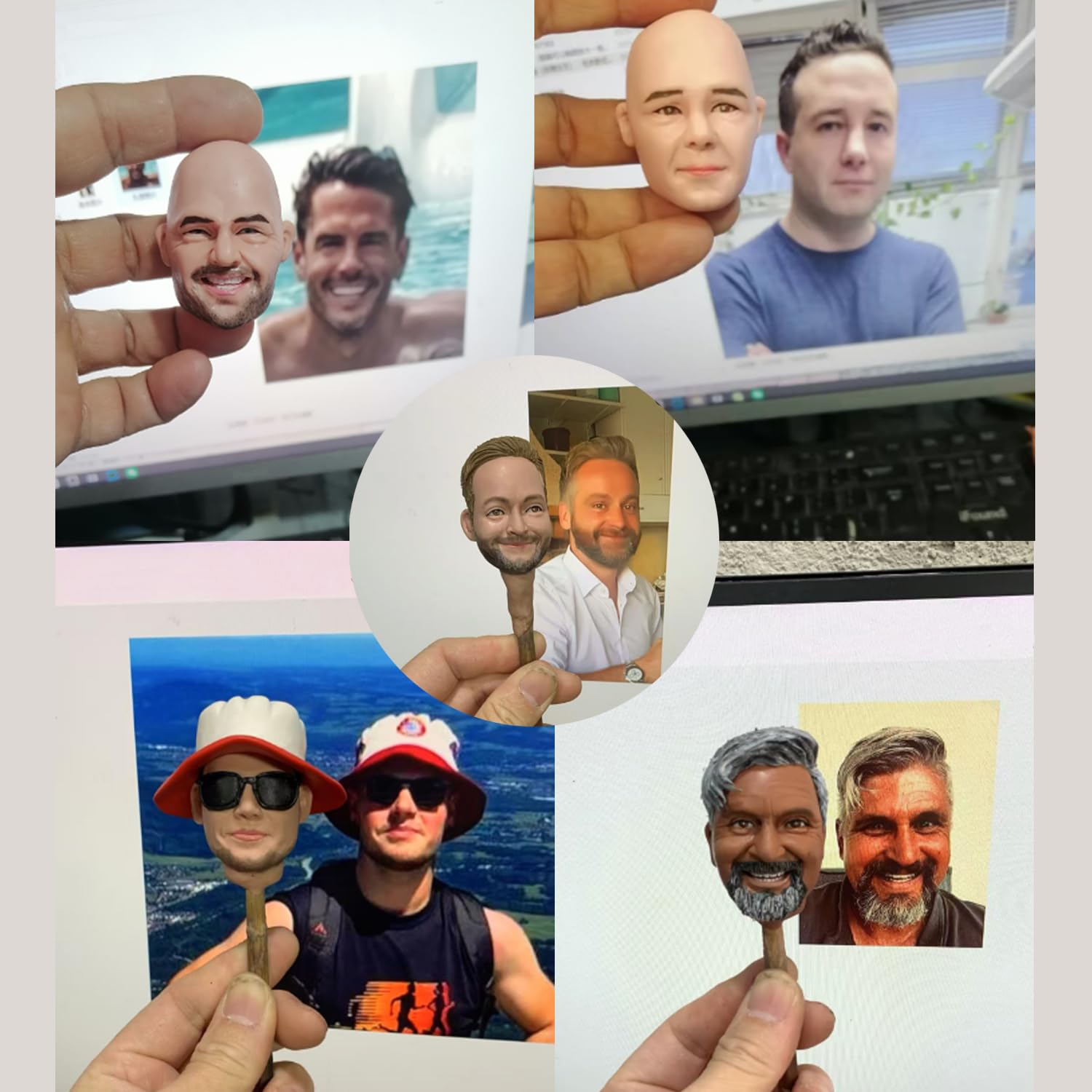 HARVEST HOUSE Benutzerdefinierte Wackelkopf-Figur, Personalisierte Wackelkopf, Maßgeschneiderte Skulptur Geschenk Basierend auf Ihren Fotos für Freund Kollegen Familie