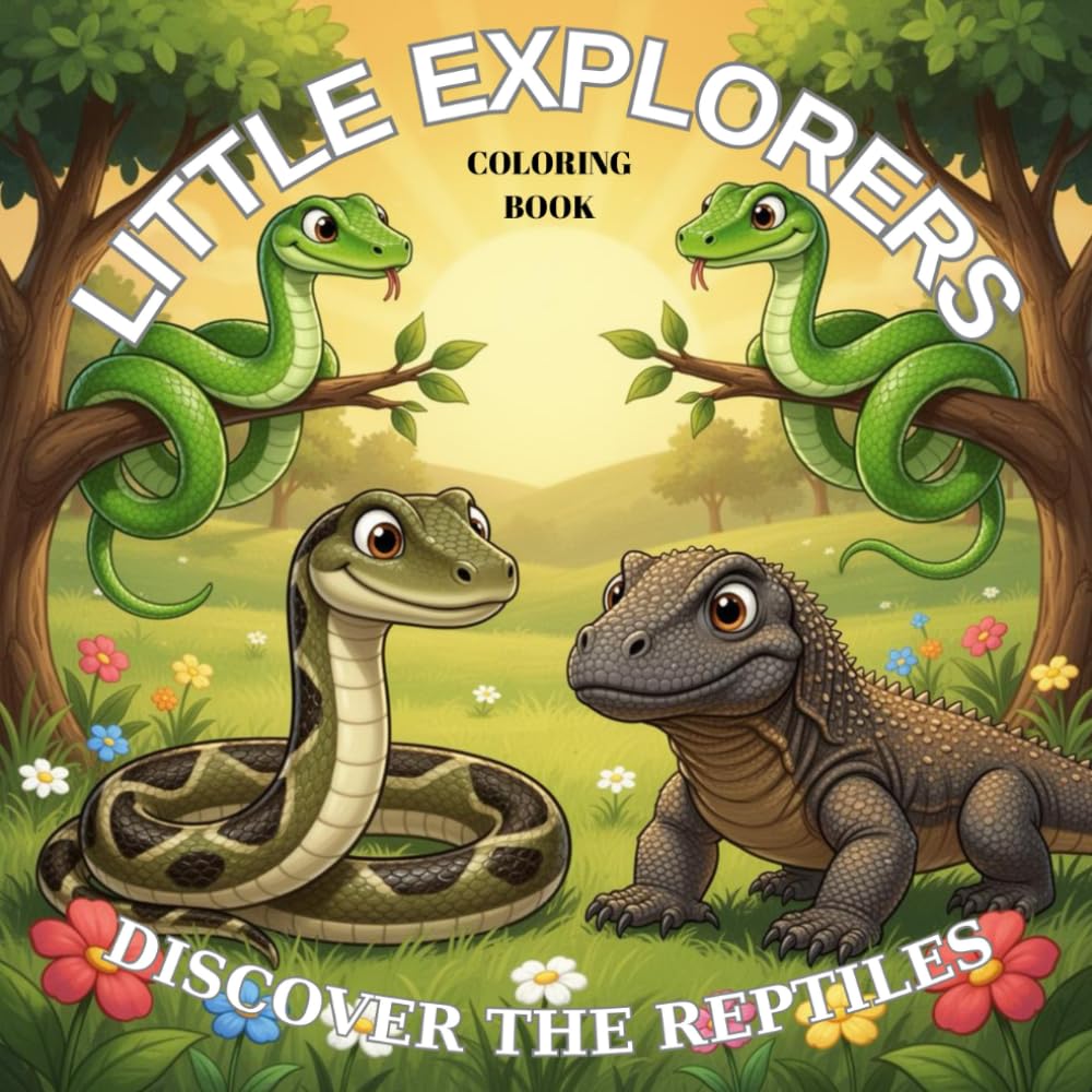 Little Explorers Discover the Reptiles Coloring Book: 26 Fun Illustrations of Reptiles in Alphabetical Order