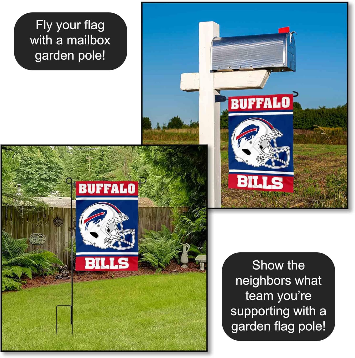 Buffalo Bills Helmet Double Sided Garden Banner Flag - Image 4