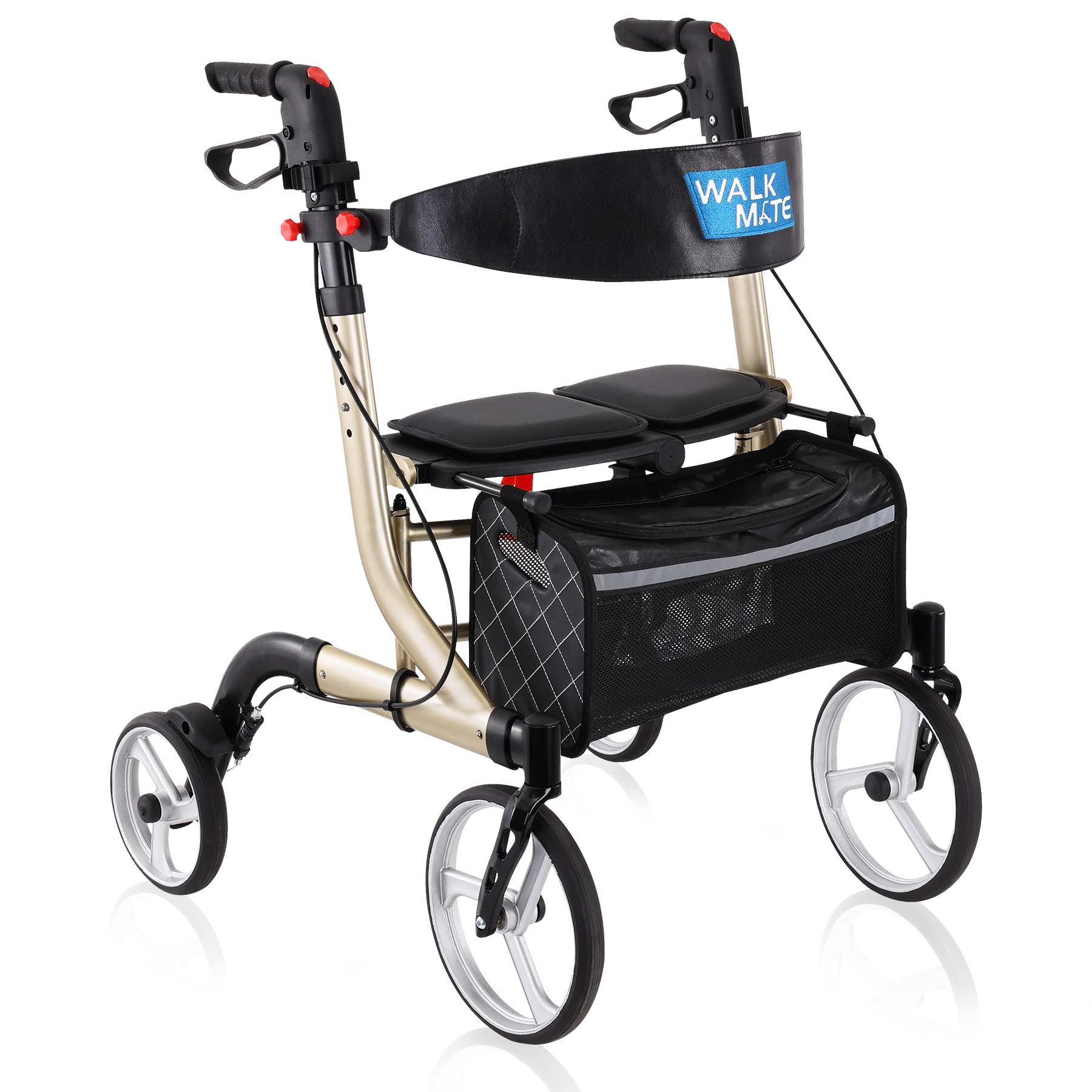 WALK MATE DLX Style Rollator Walkers with Firm Stable Seat Padded and