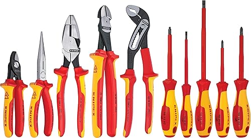 Knipex Tools LP - 9K989831US - Juego de herramientas industriales de 10 piezas de 1000 V con aislamiento de alto apalancamiento, cortadores y
